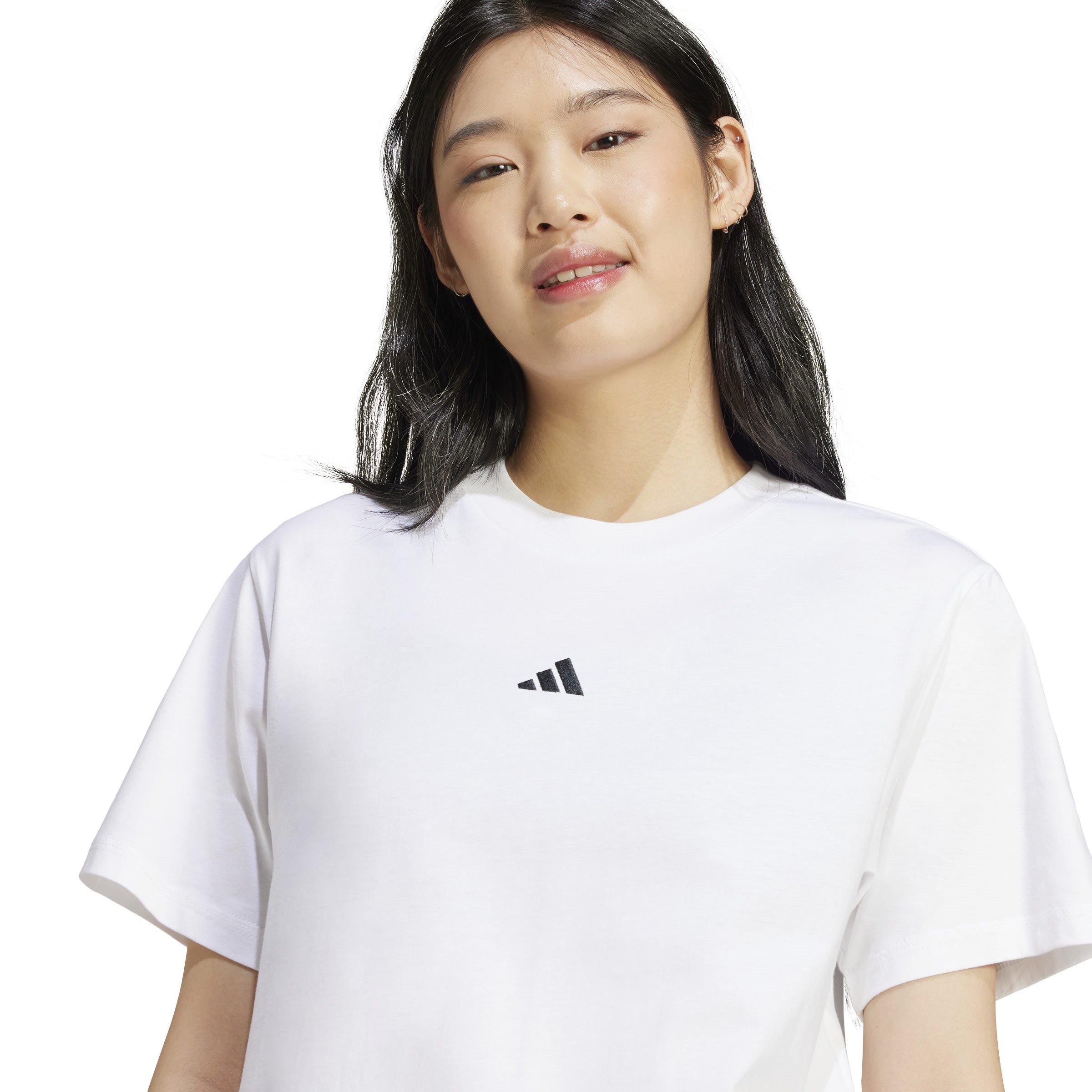 Bianco - adidas - Essentials Small Logo Cotton T-Shirt Womens - 5
