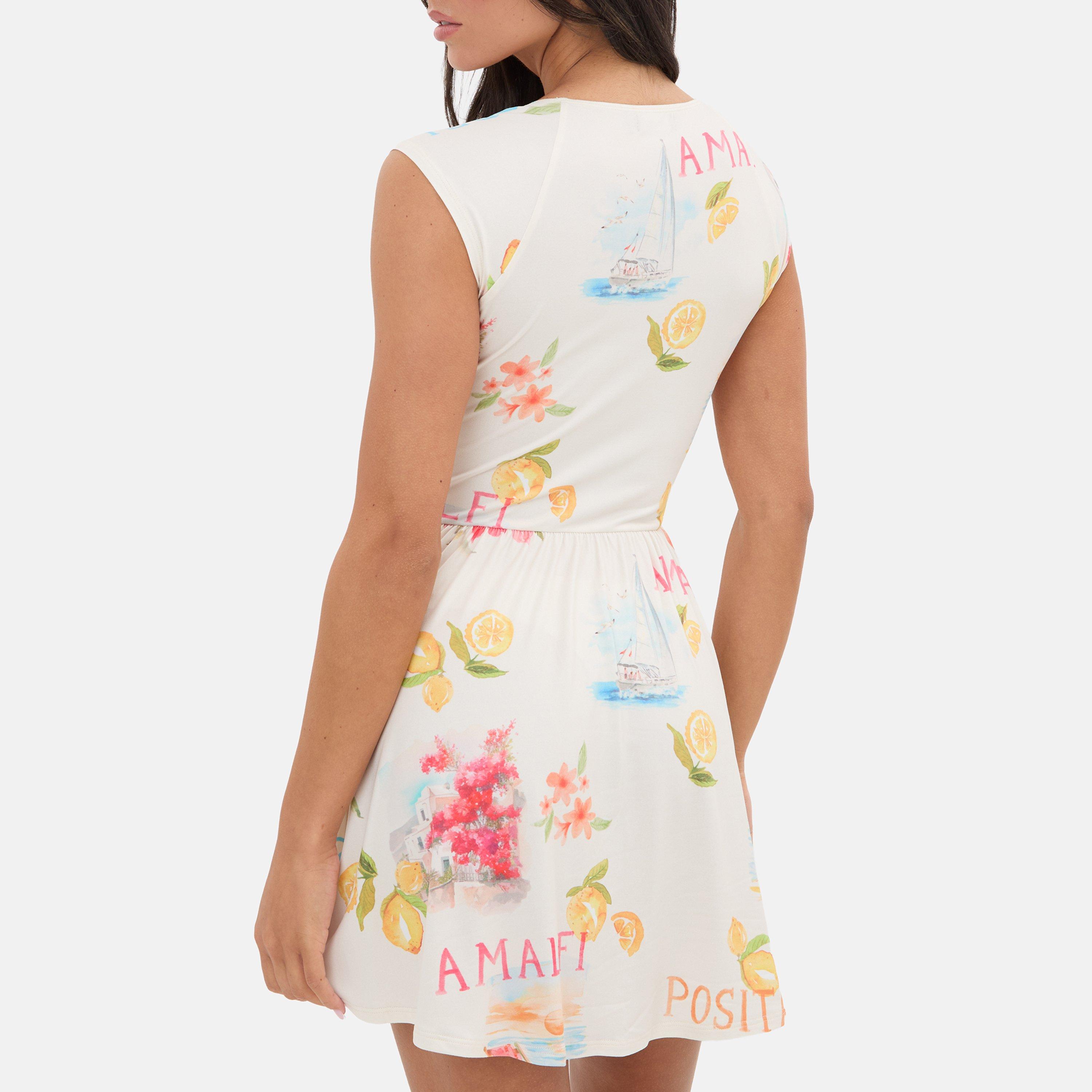 White - I Saw It First - Printed Tie Front Mini Dress - 3