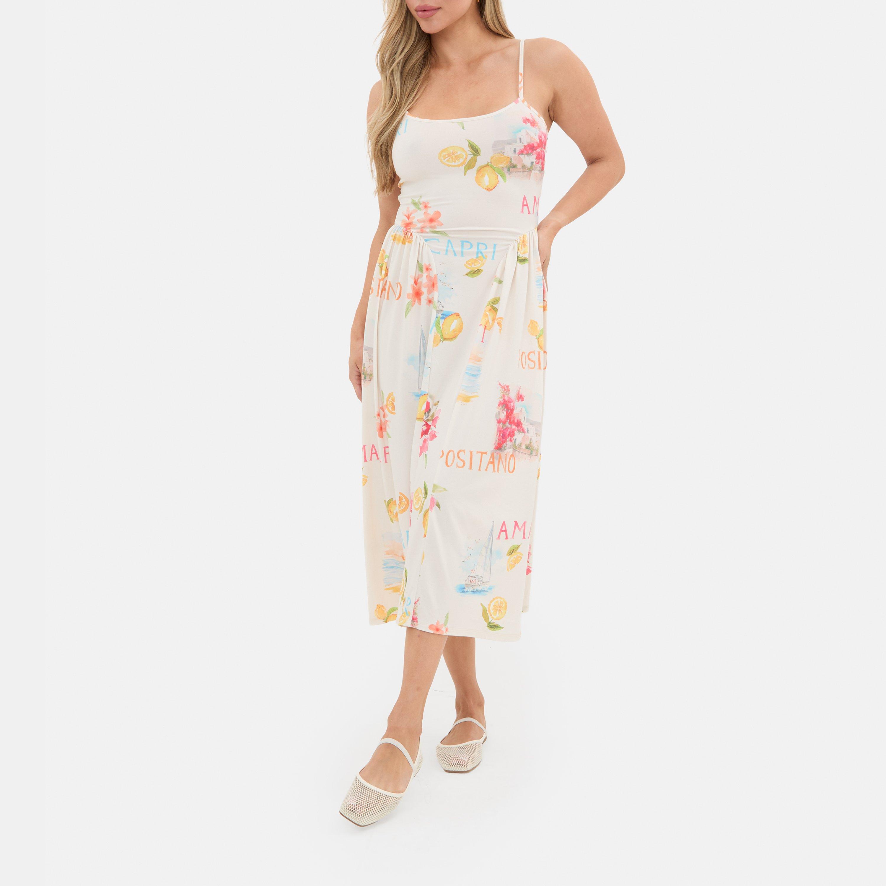 Cream - I Saw It First - Printed Tie Back Midi Dress - 2