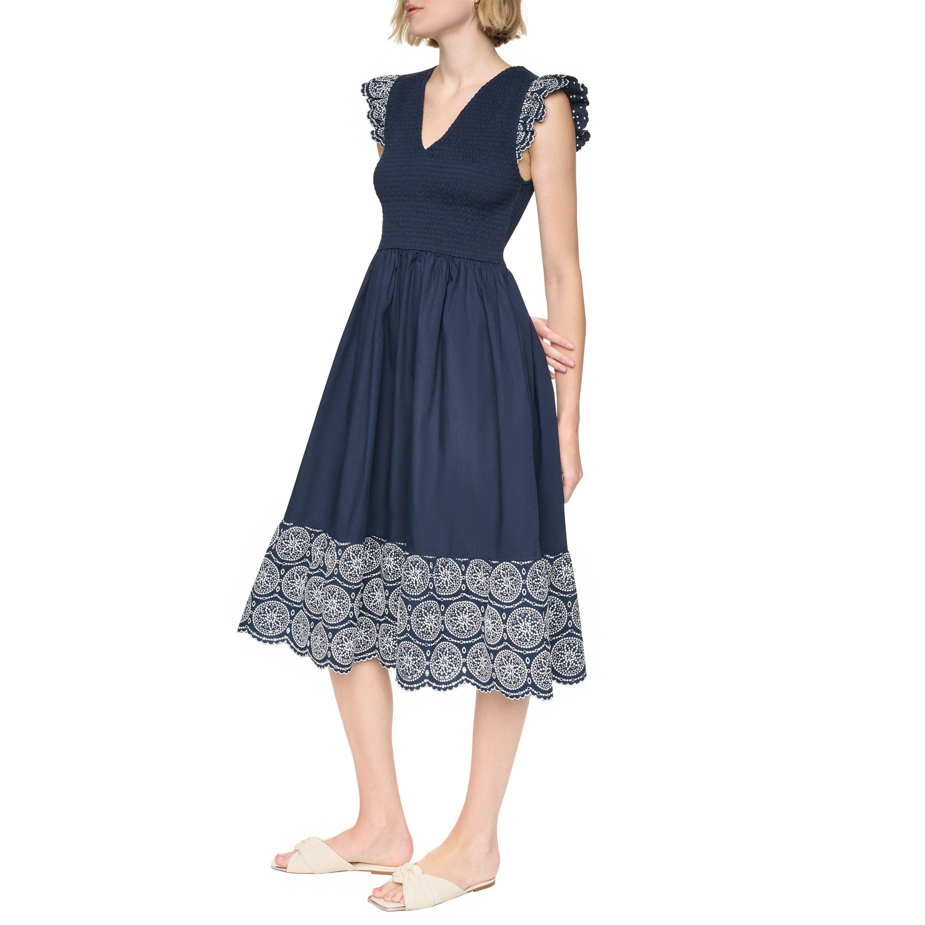 Indigo Multi - DKNY - Women's Cotton Poplin Midi Tea Dress - 4