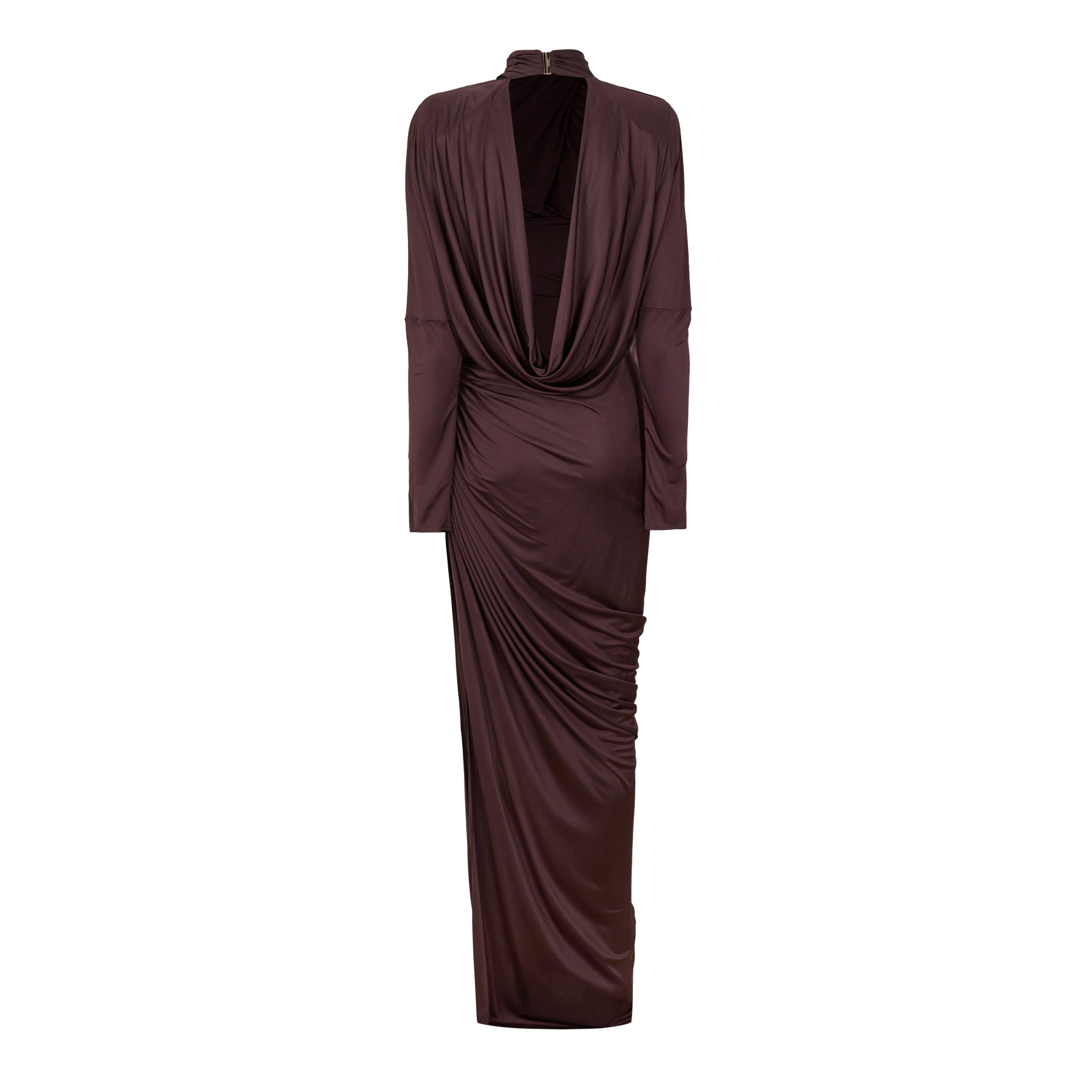 Brown - Balmain - Balmain Draped Dress Ld64 - 2