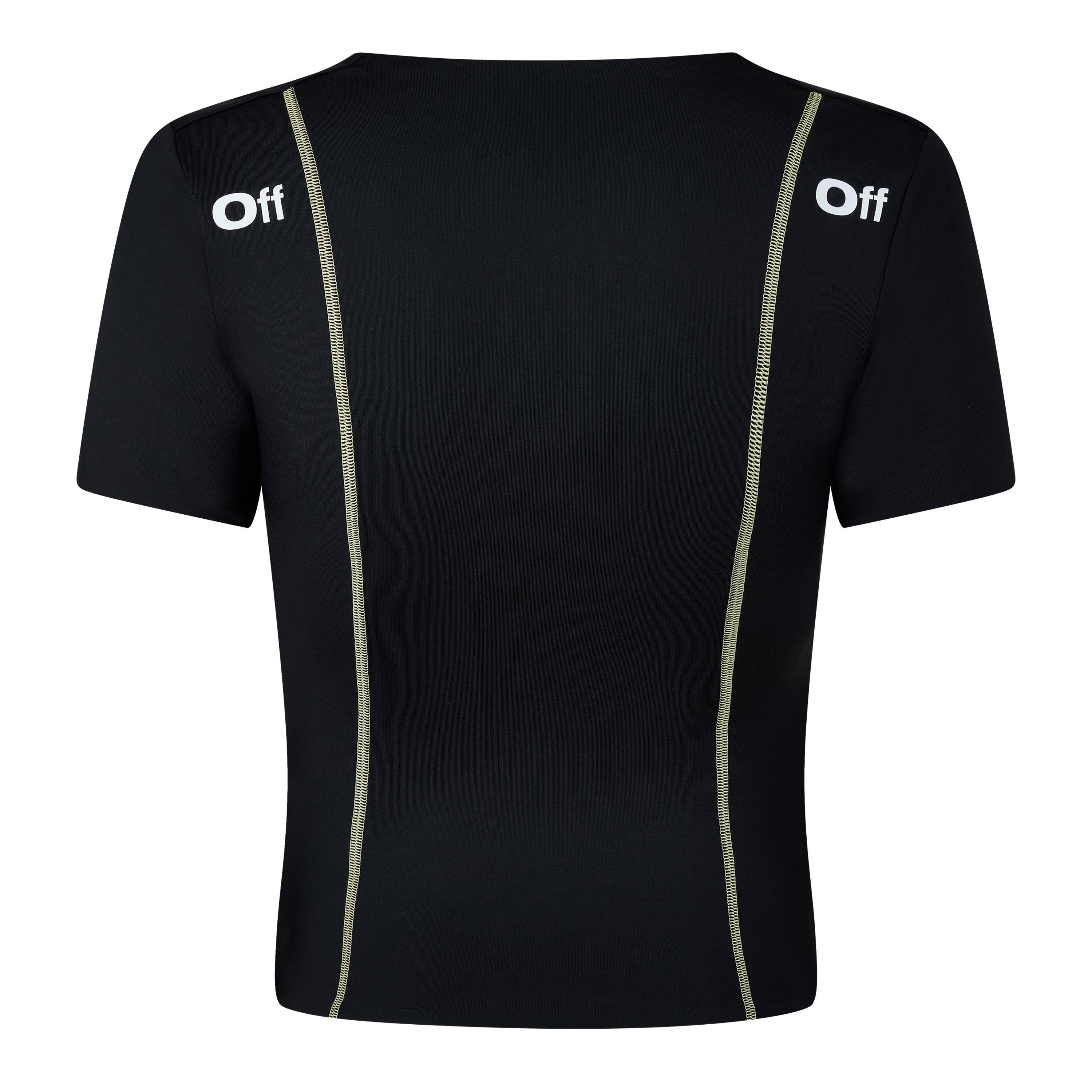 Schwarz/Weiß - Off White - Women's Contrast Stitched T-Shirt - 2