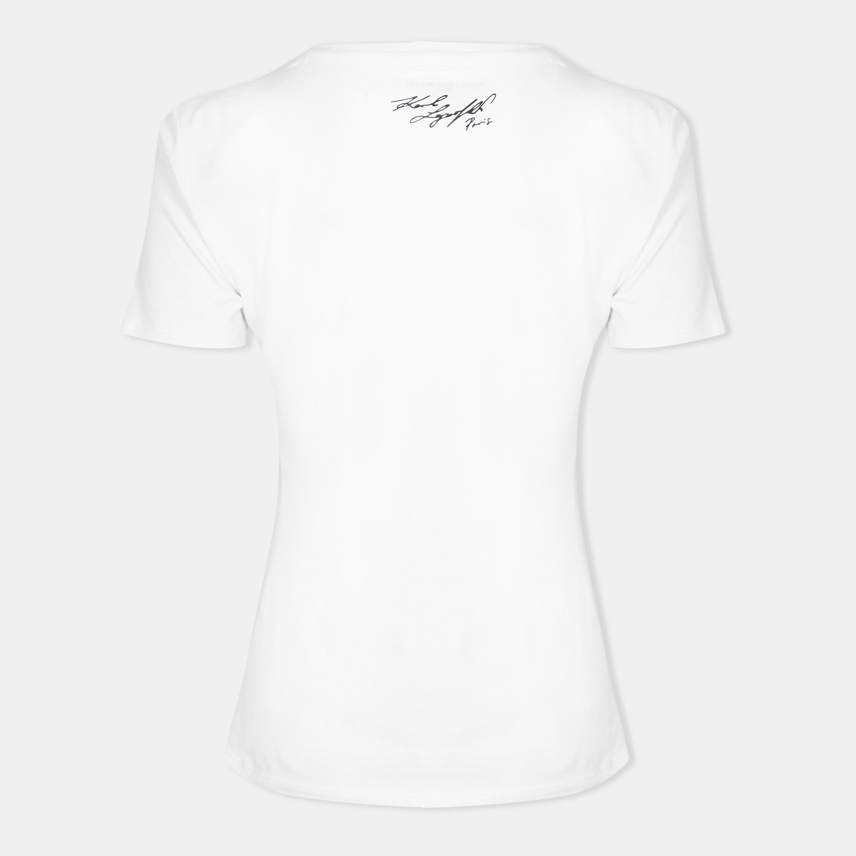 White - Karl Lagerfeld - Women's Sequin Regular Fit T-Shirt - 2