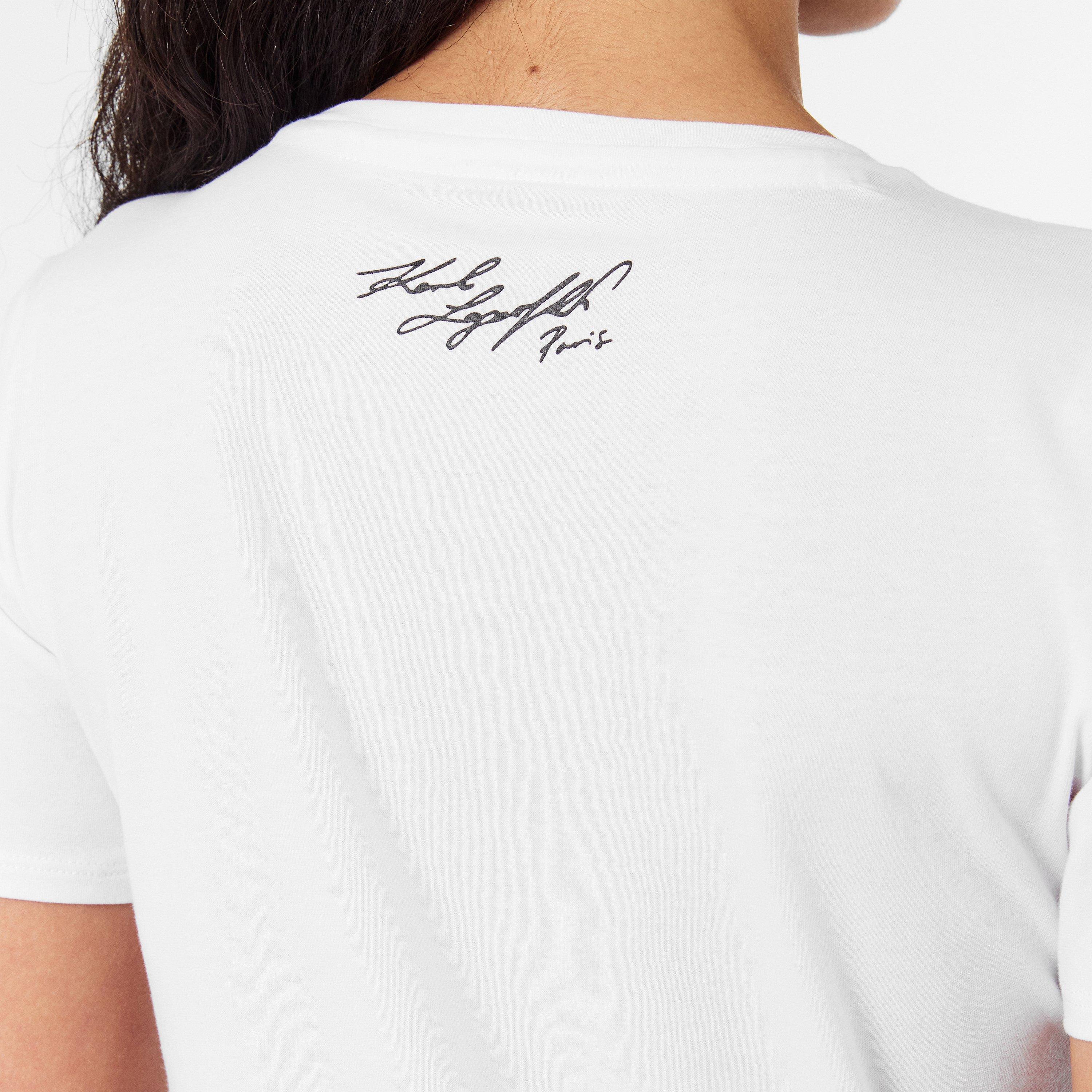 White - Karl Lagerfeld - Women's Sequin Regular Fit T-Shirt - 5