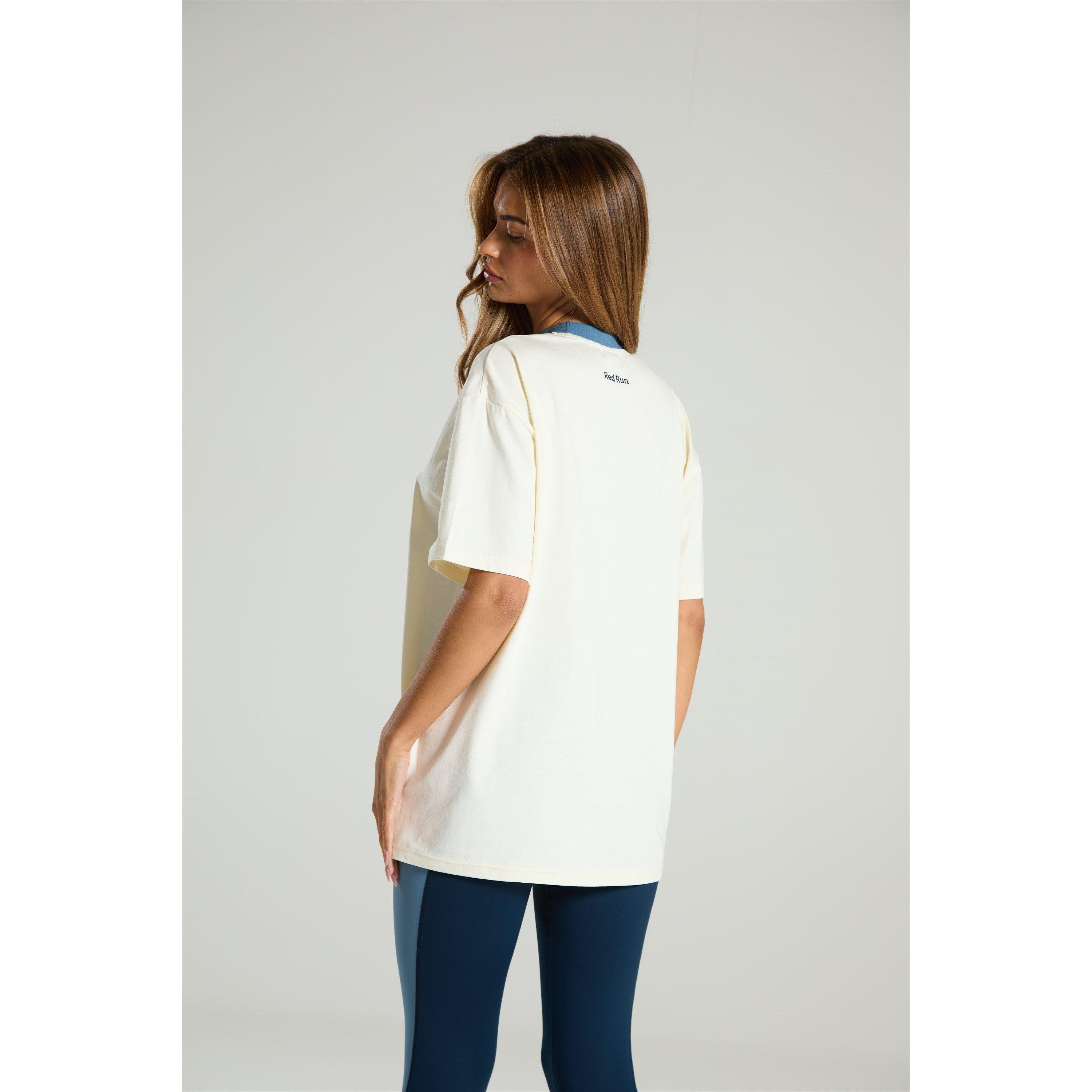 Blue Beige - Red Run - Women's Logo Oversized T-Shirt - 4