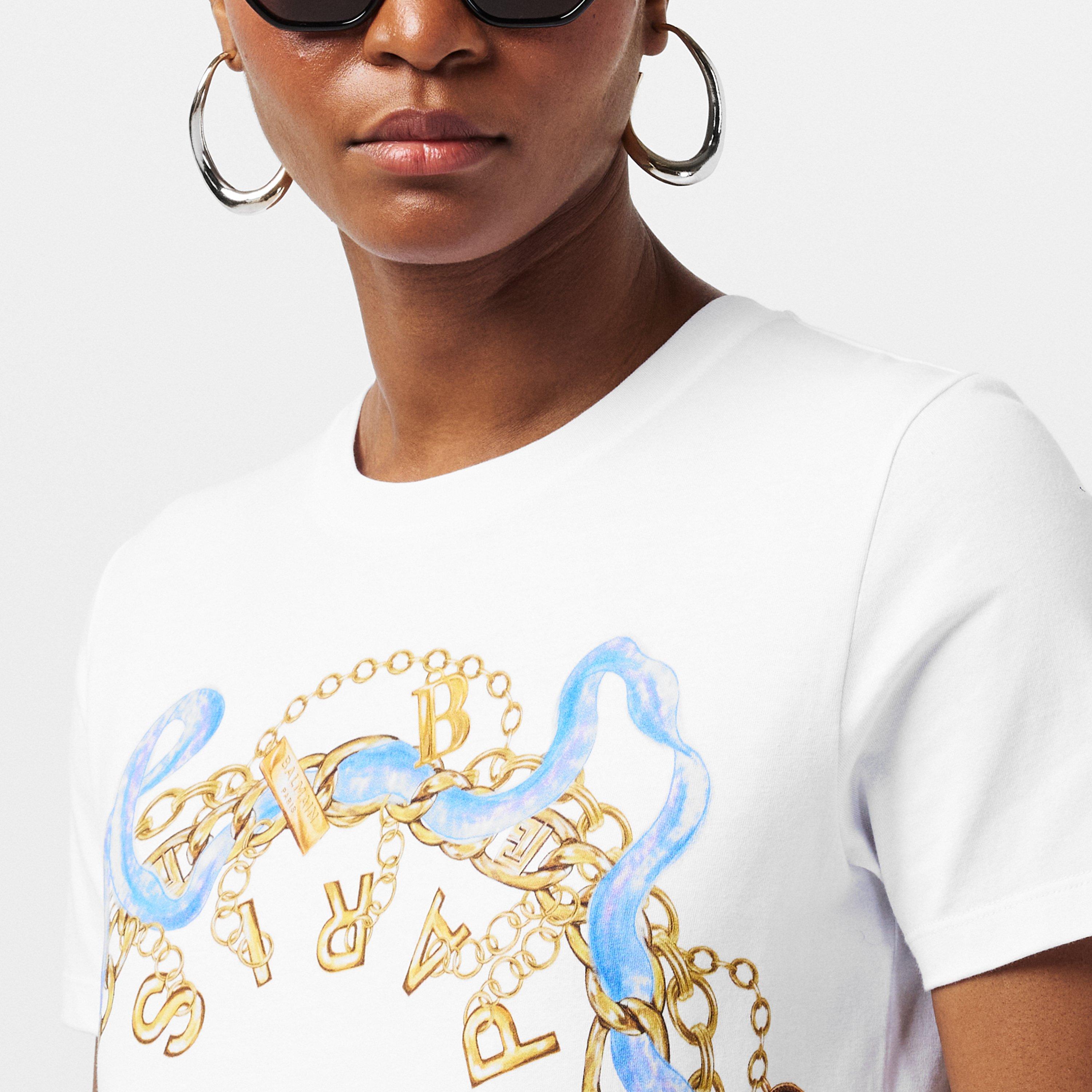 Blanc/Bleu - Balmain - Women's Slim Fit T-Shirts - 5