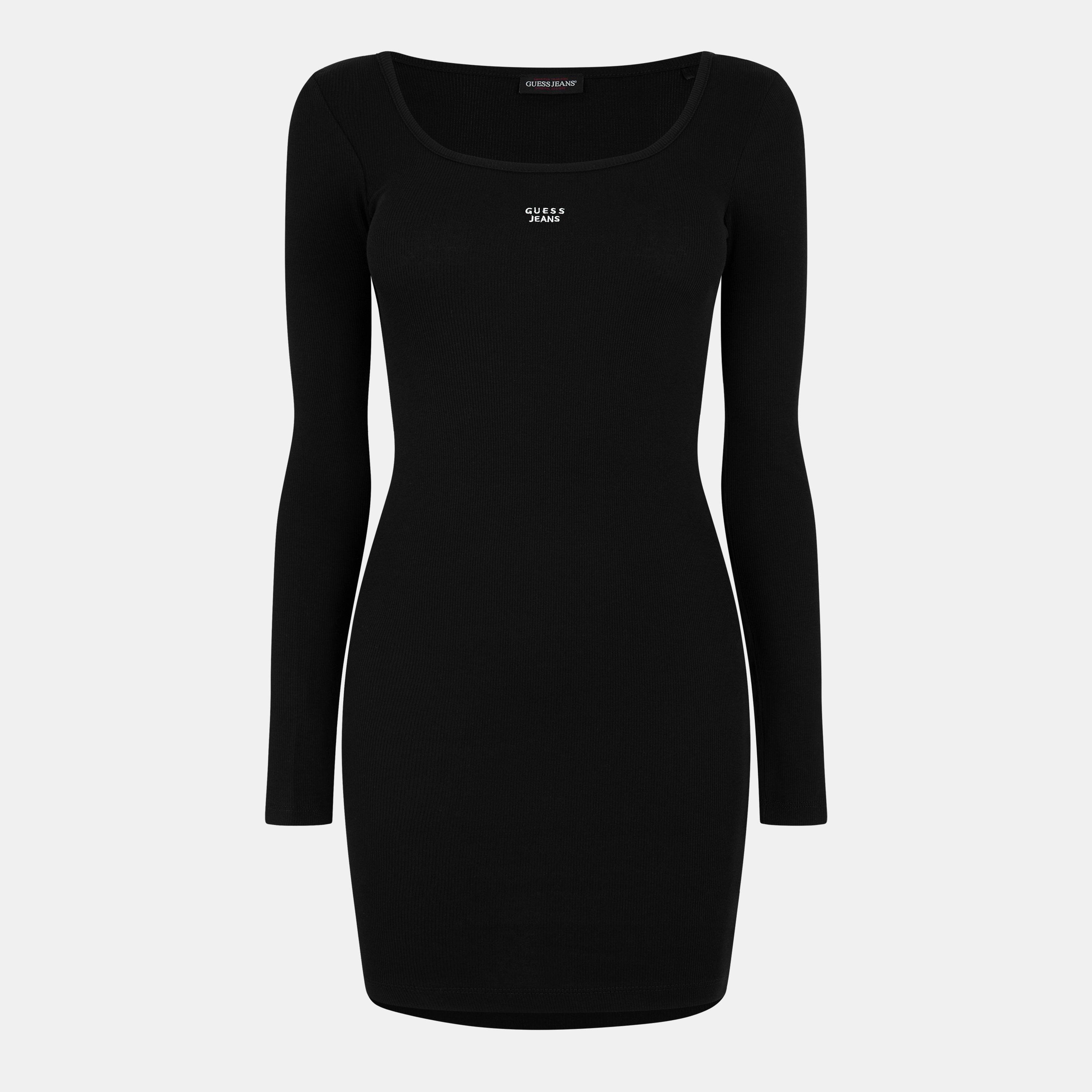 Guess Women's Long Sleeve Rib Mini Dress - Jet Black A996 - Size 16 (XL)