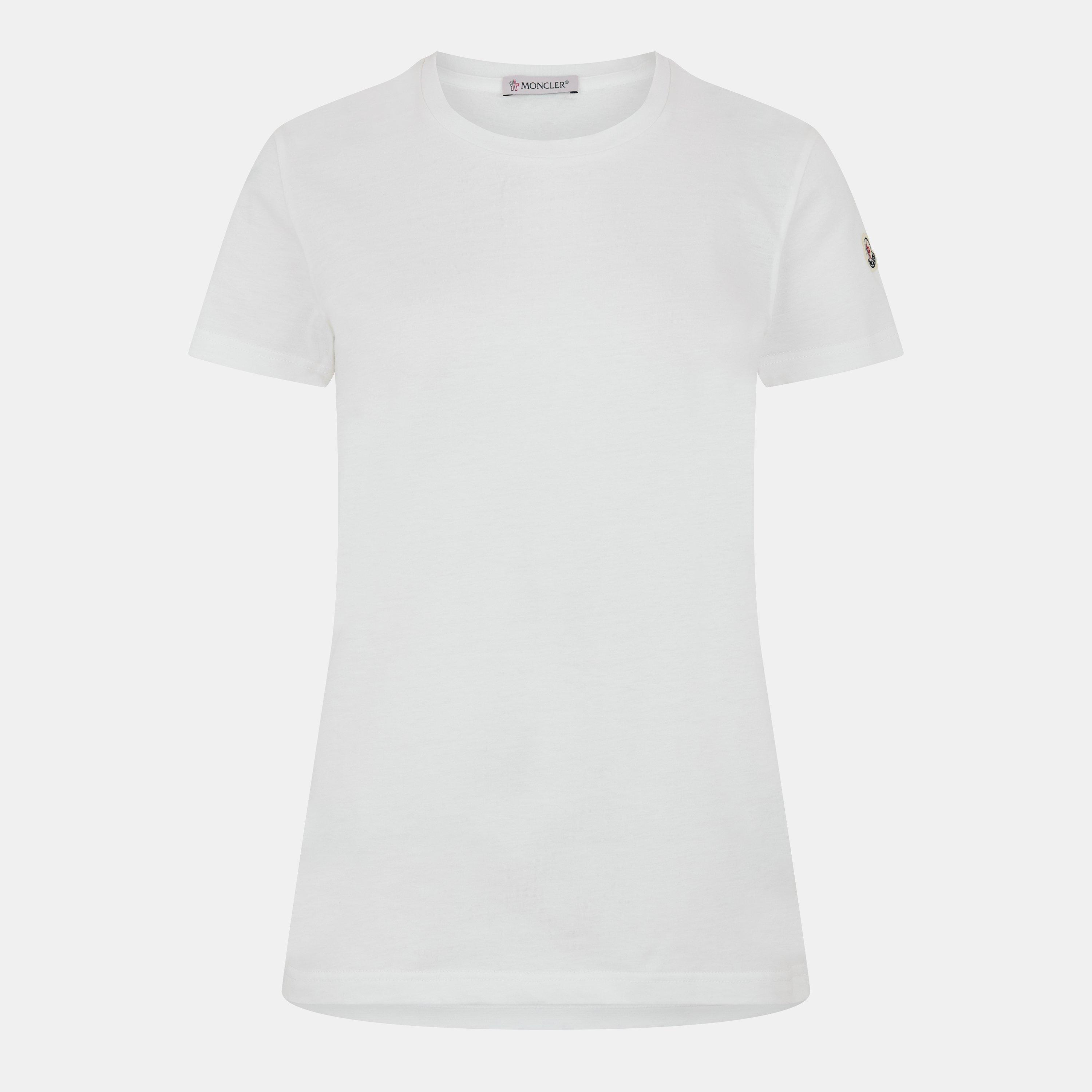 Moncler Badge Logo T-Shirt - White 033 - Size 10 (S)