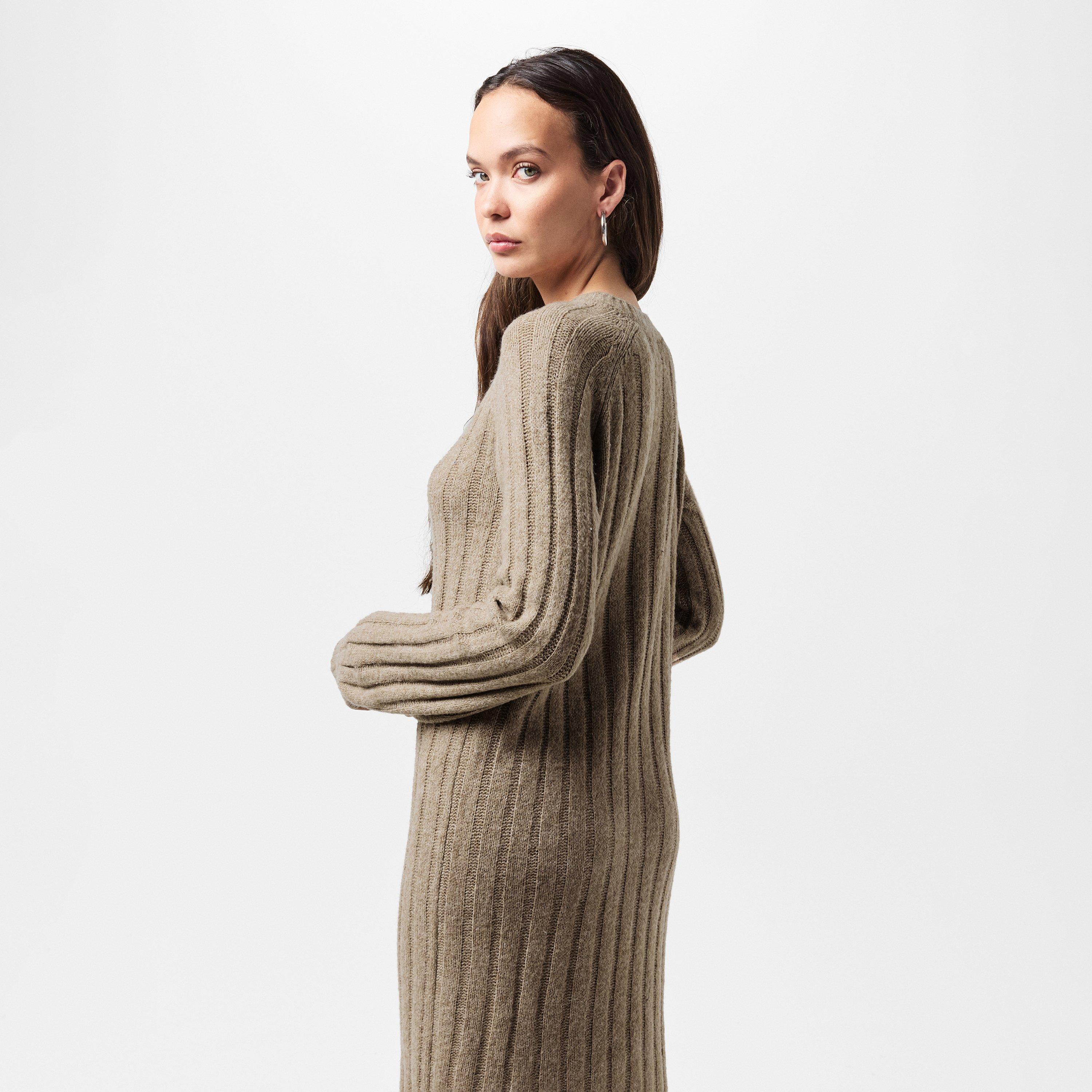 PIECES Robe Pcjuliana Ls O-Neck Knit Noos Bc, Gris clair chiné, S