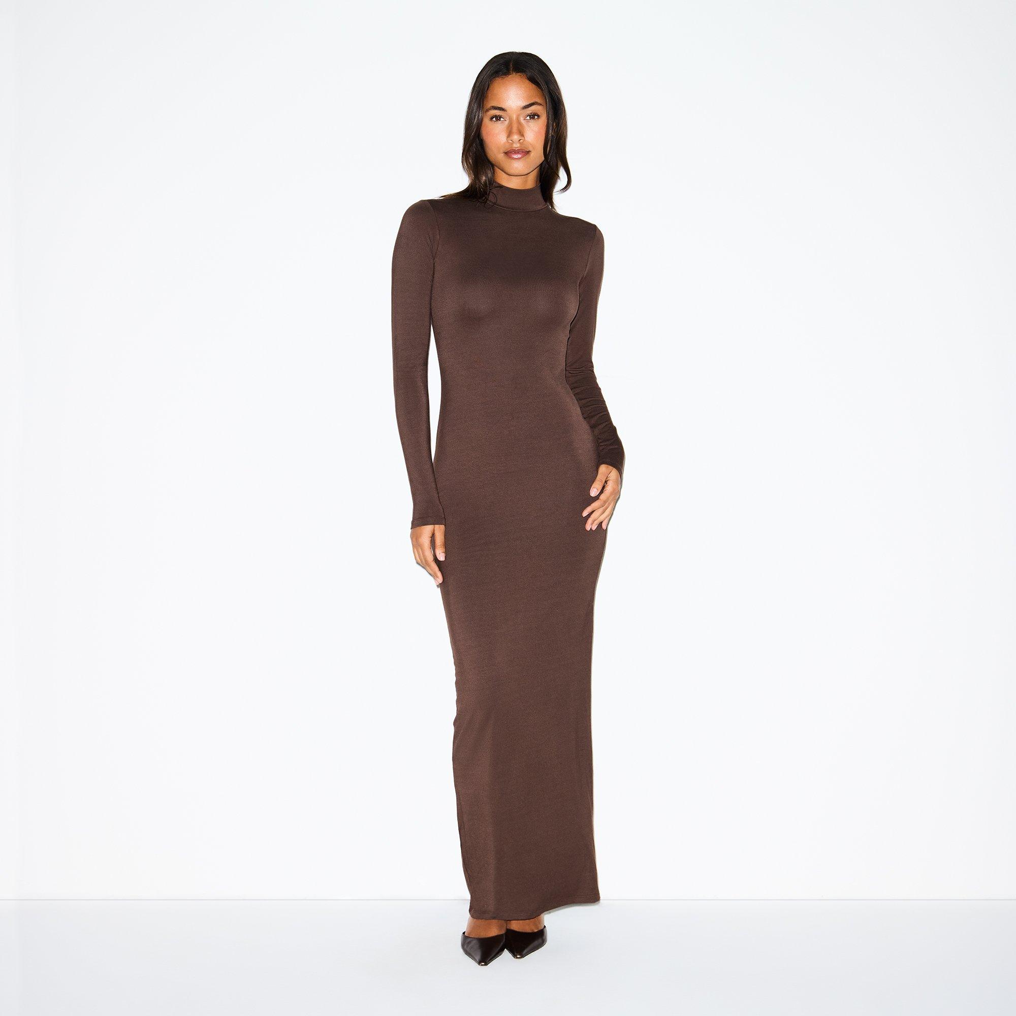 Espresso - SKIMS - Women’s Smooth Layers Turtleneck Long Dress - 2
