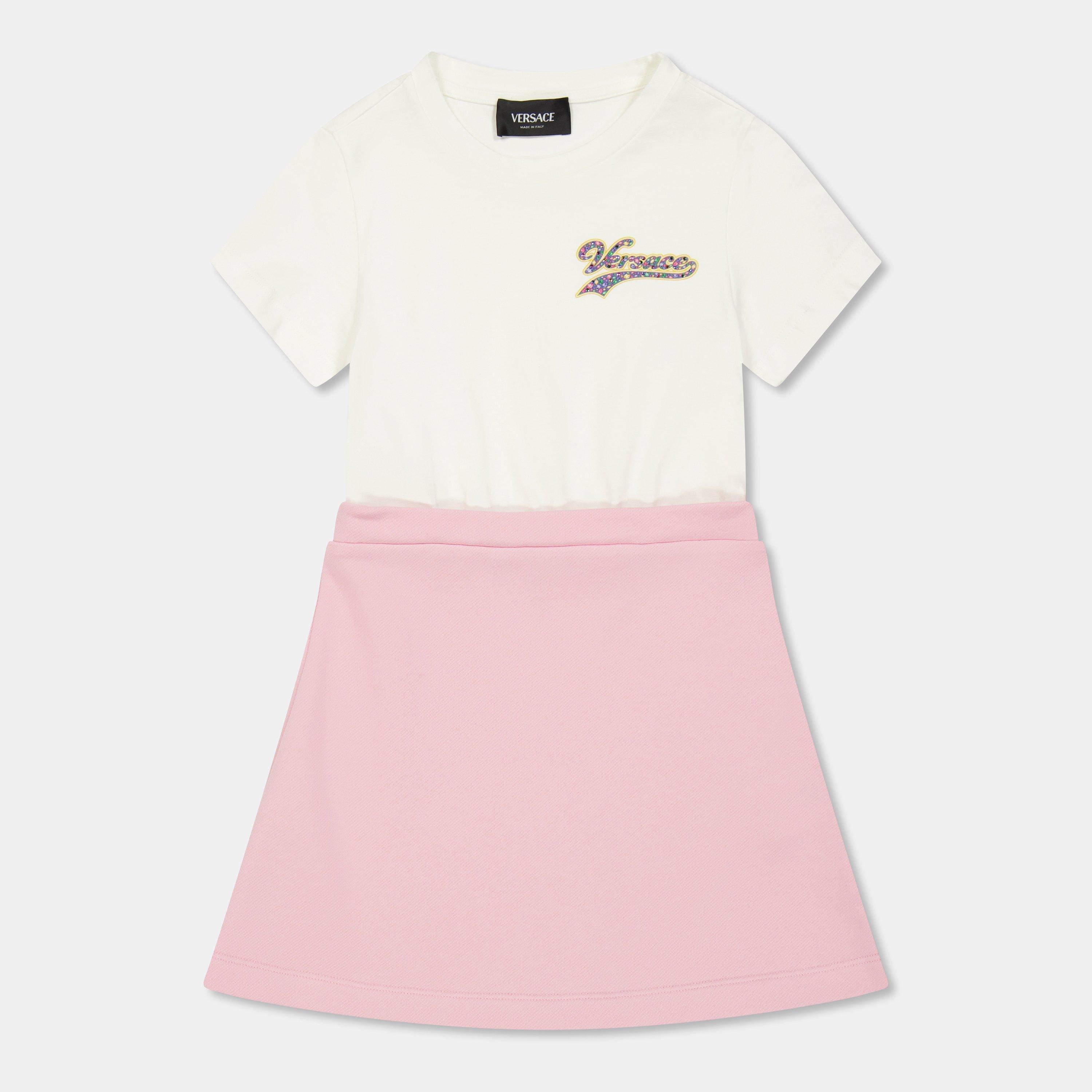 Versace Kids' Logo Mini Dress - Pink Wht 6WA50 - Size 8Y