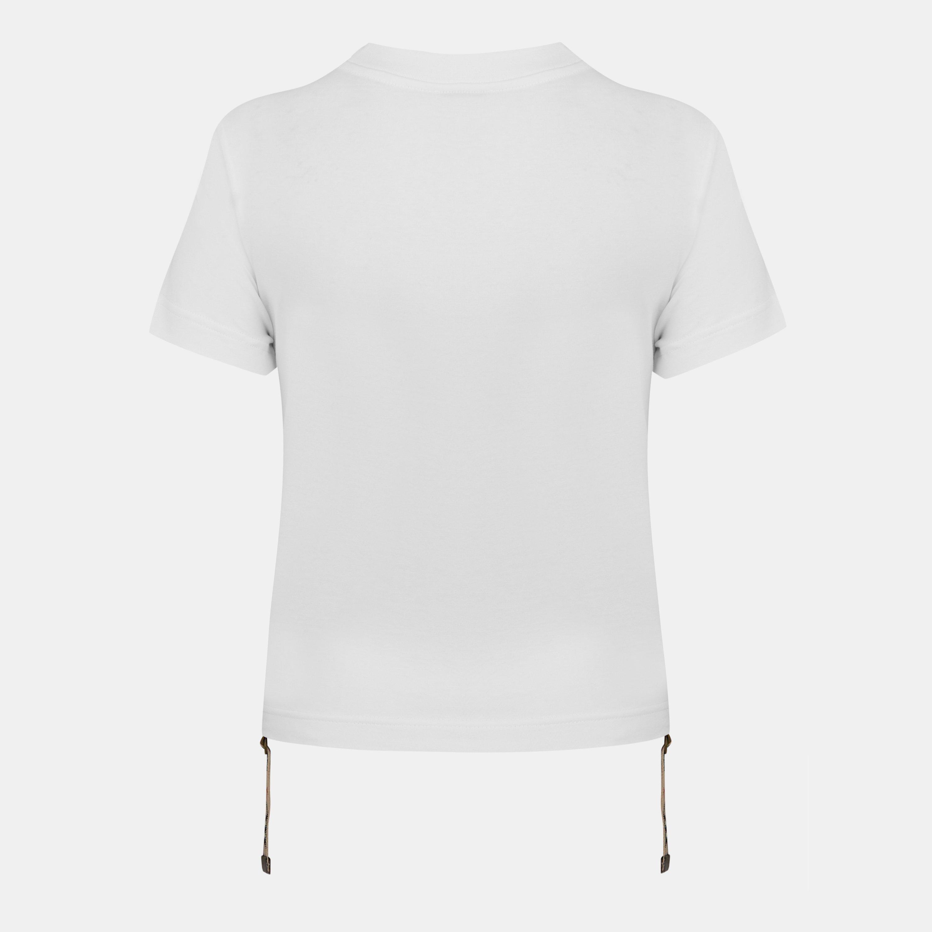 White - Burberry - Side Drawstring T-Shirt - 2