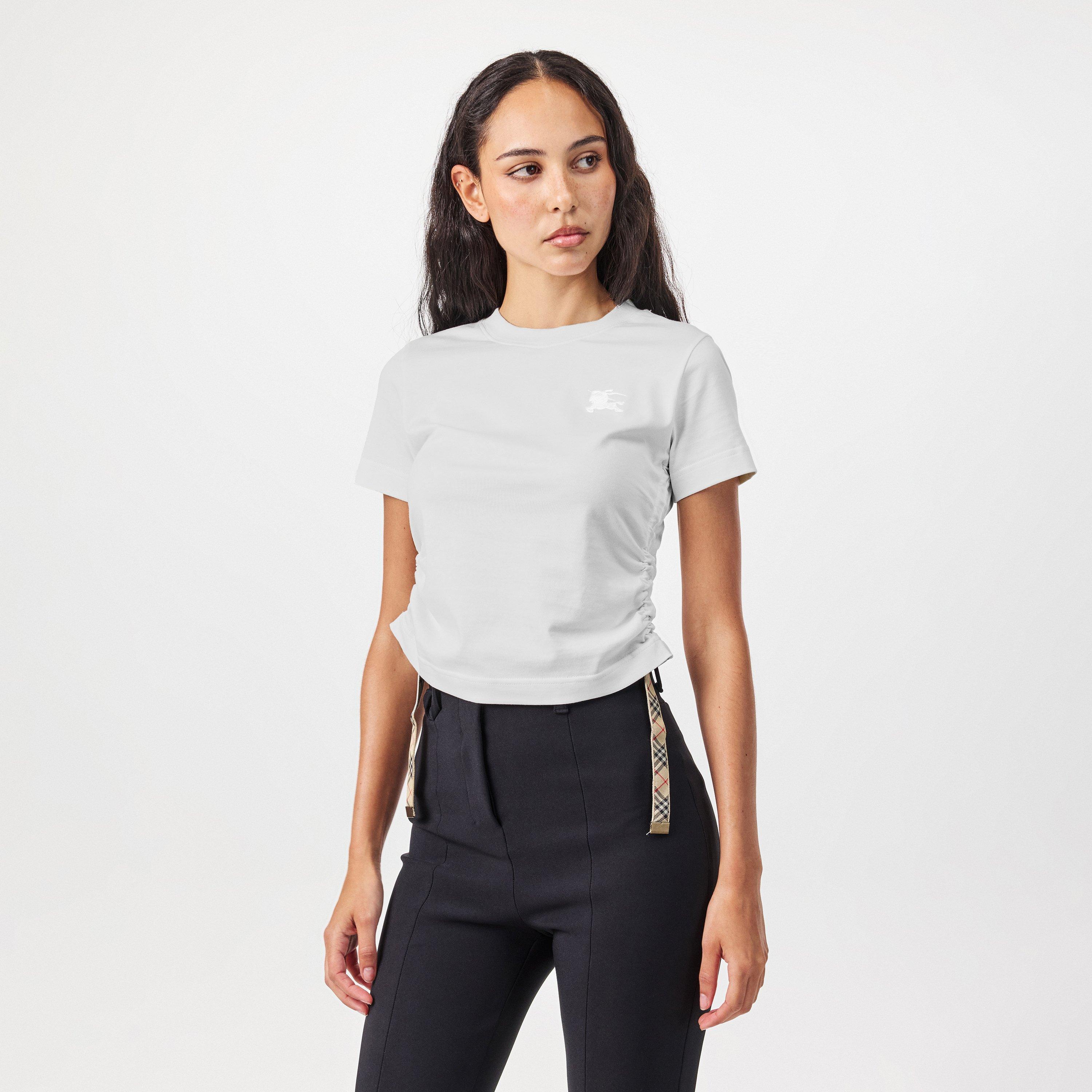 White - Burberry - Side Drawstring T-Shirt - 3