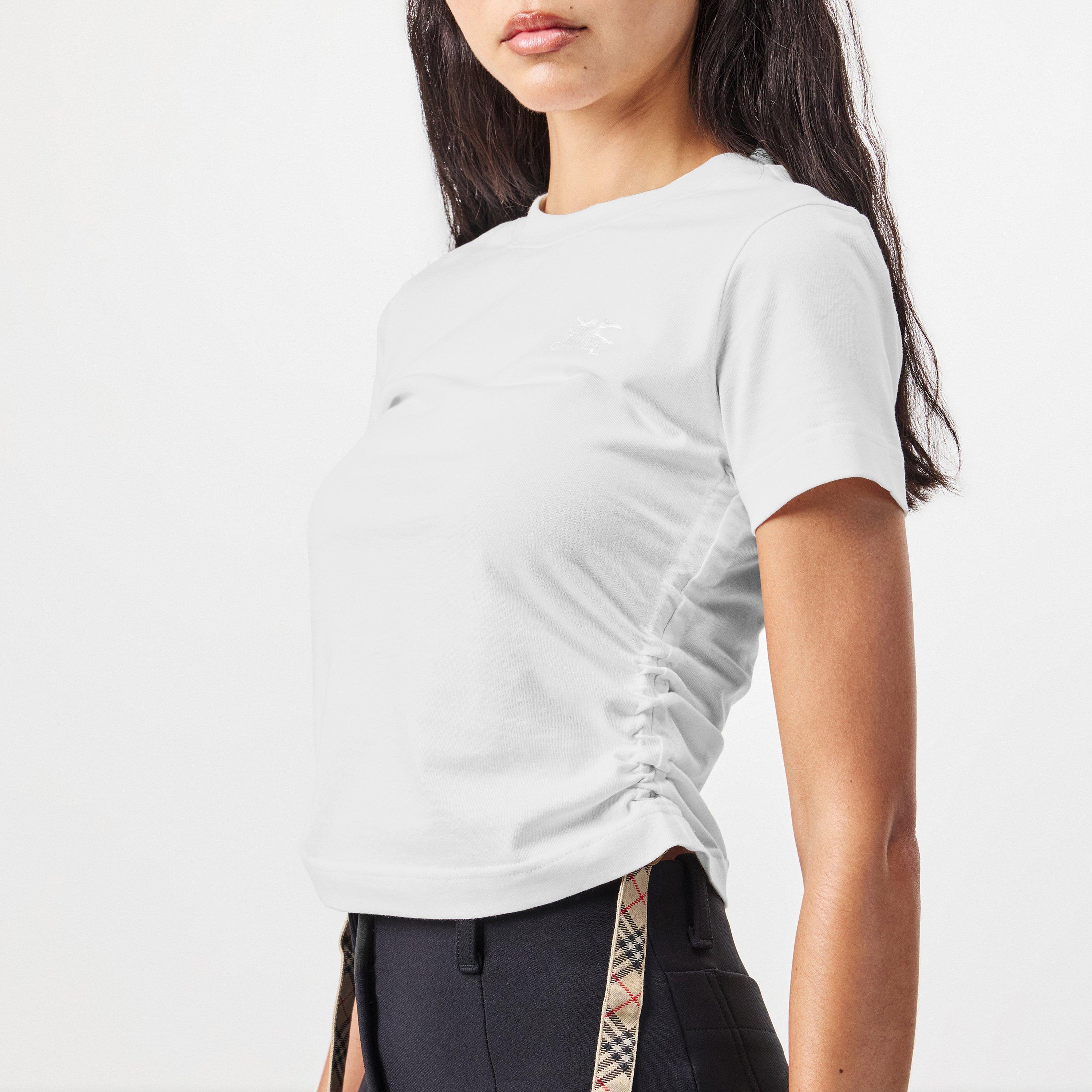 White - Burberry - Side Drawstring T-Shirt - 5