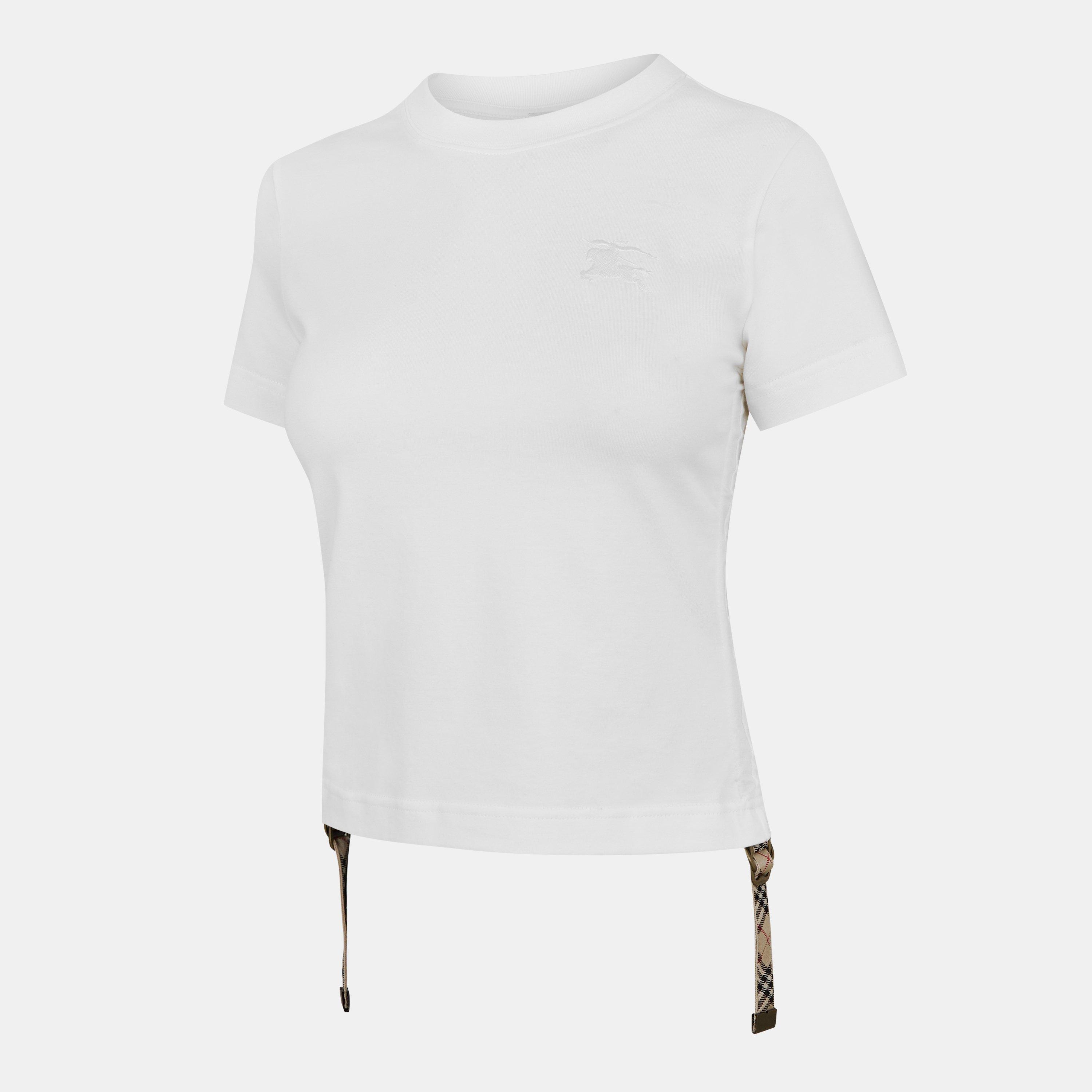 White - Burberry - Side Drawstring T-Shirt - 7