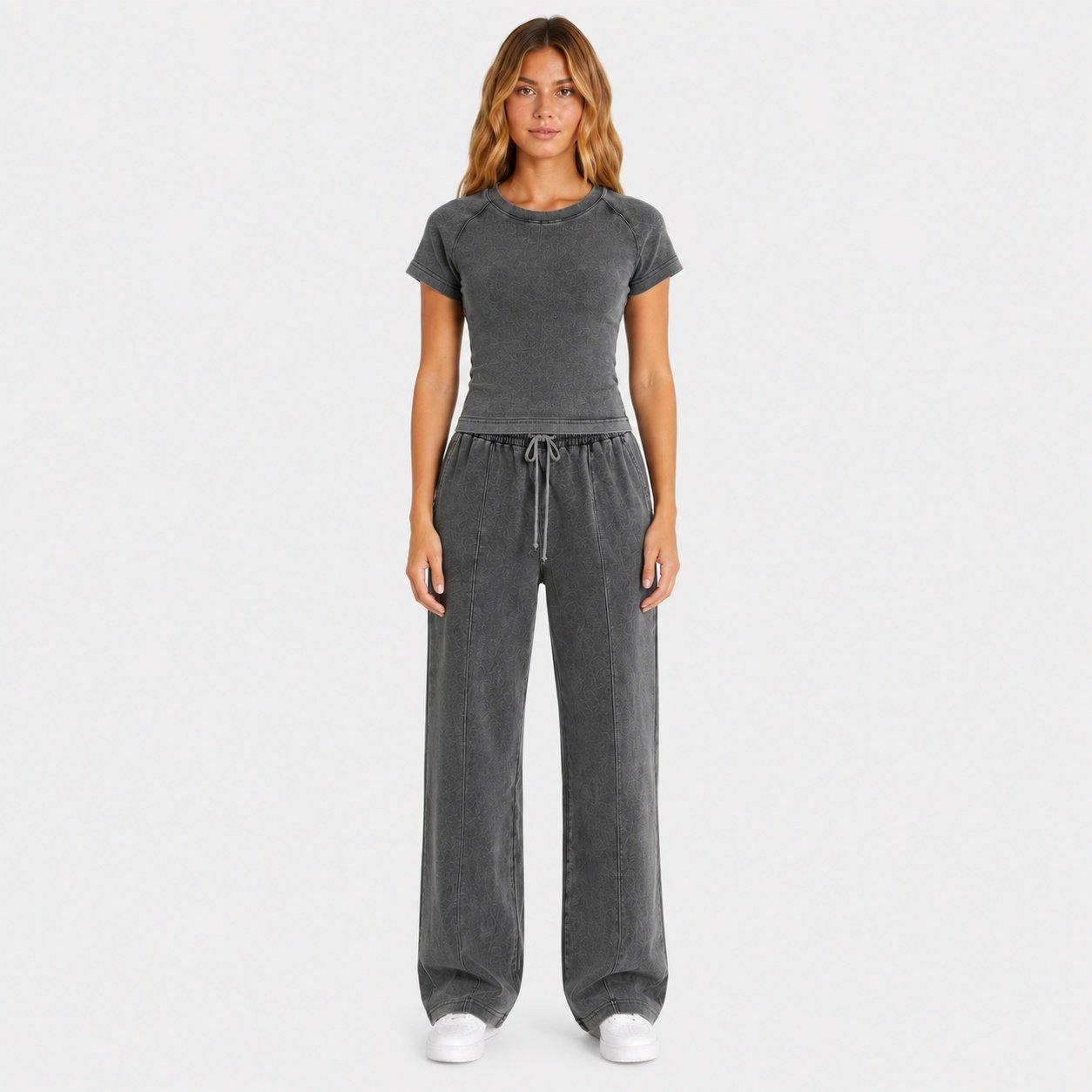 I Saw It First Women's Acid Wash Seam Detail Tshirt - Charcoal - 10 (S)