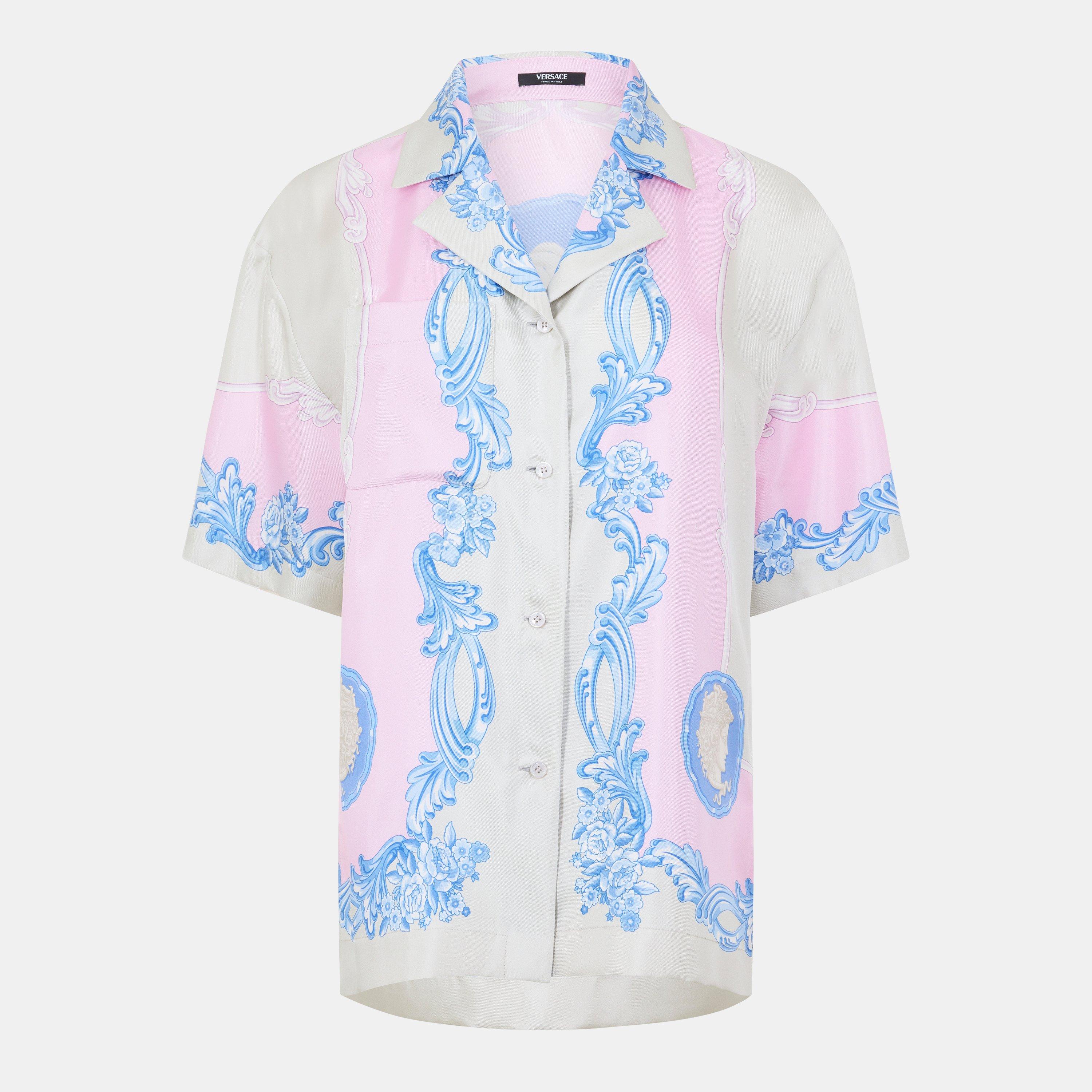 Pstl Pnk/Gry - Versace - Women's Patterned Short Sleeve Shirt - 1