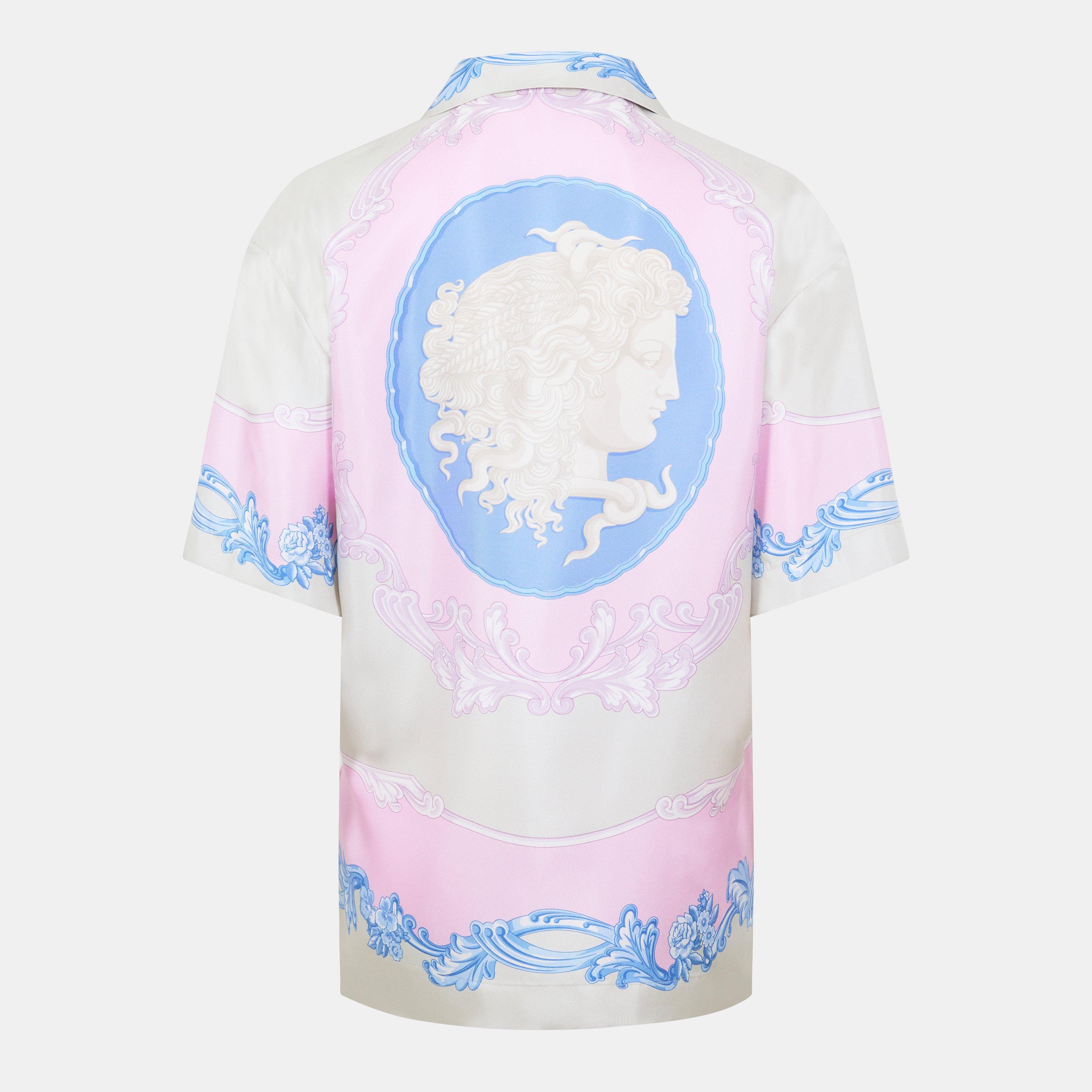 Pstl Pnk/Gry - Versace - Women's Short-Sleeve Patterned Shirt - 2