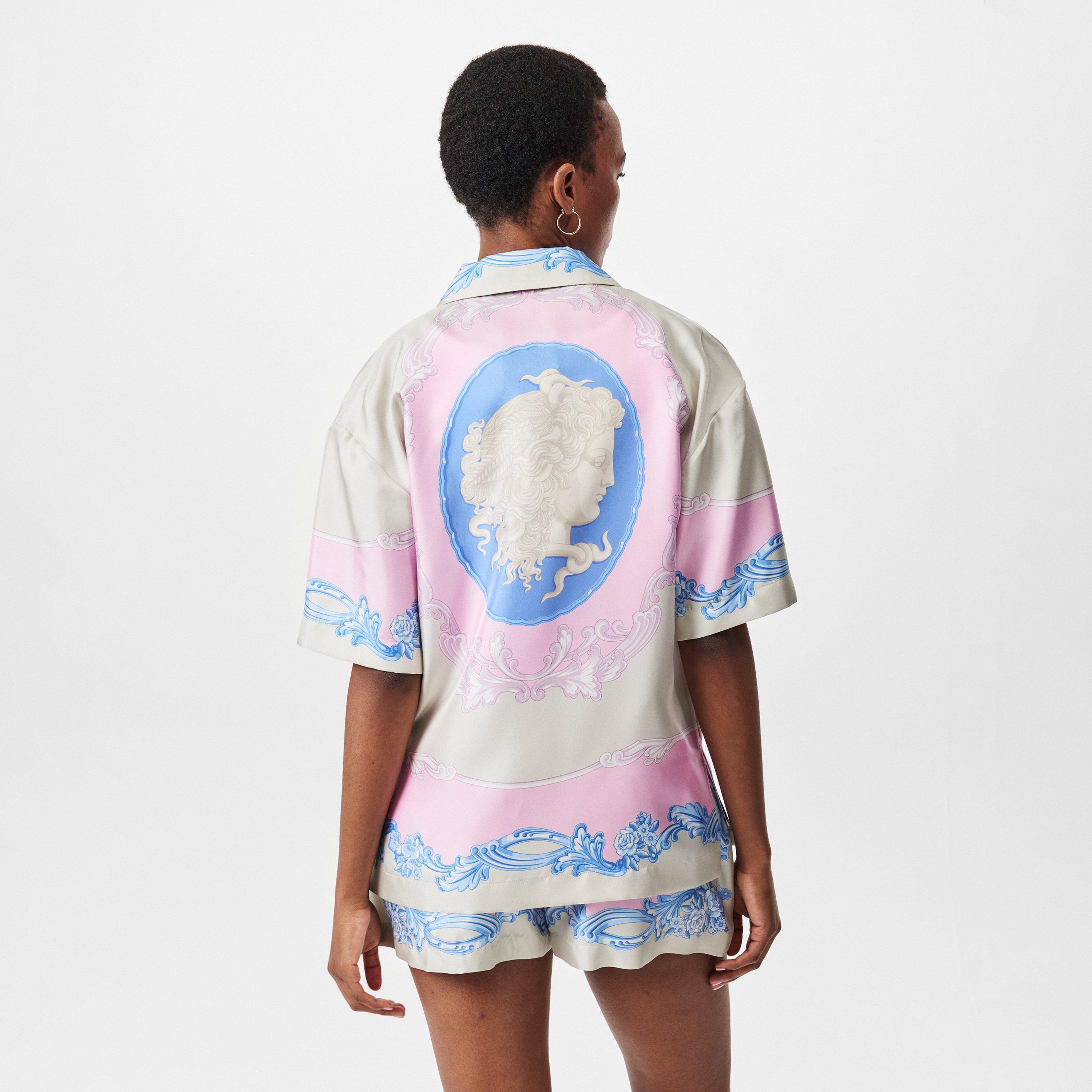 Pstl Pnk/Gry - Versace - Women's Short-Sleeve Patterned Shirt - 4