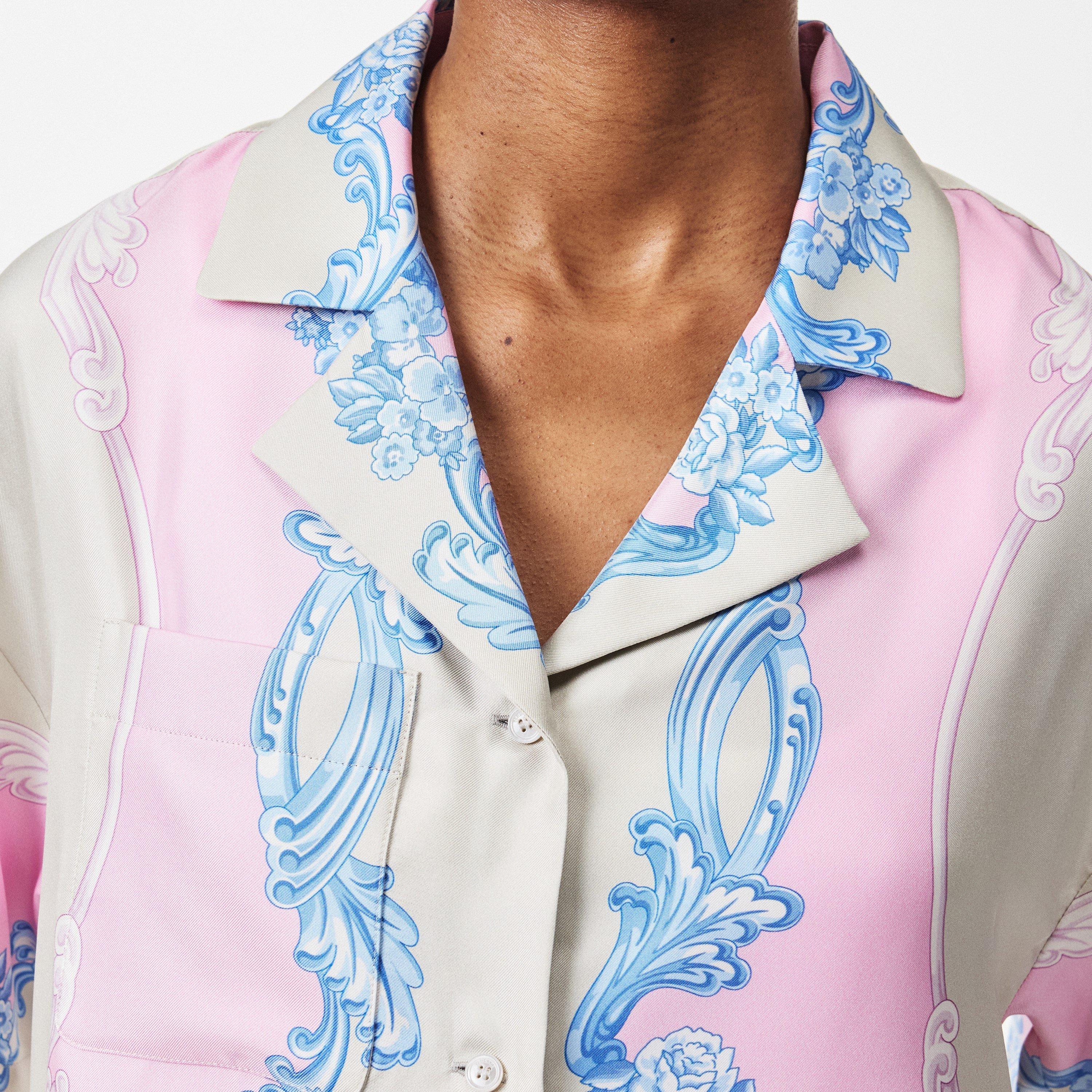 Pstl Pnk/Gry - Versace - Women's Short-Sleeve Patterned Shirt - 5