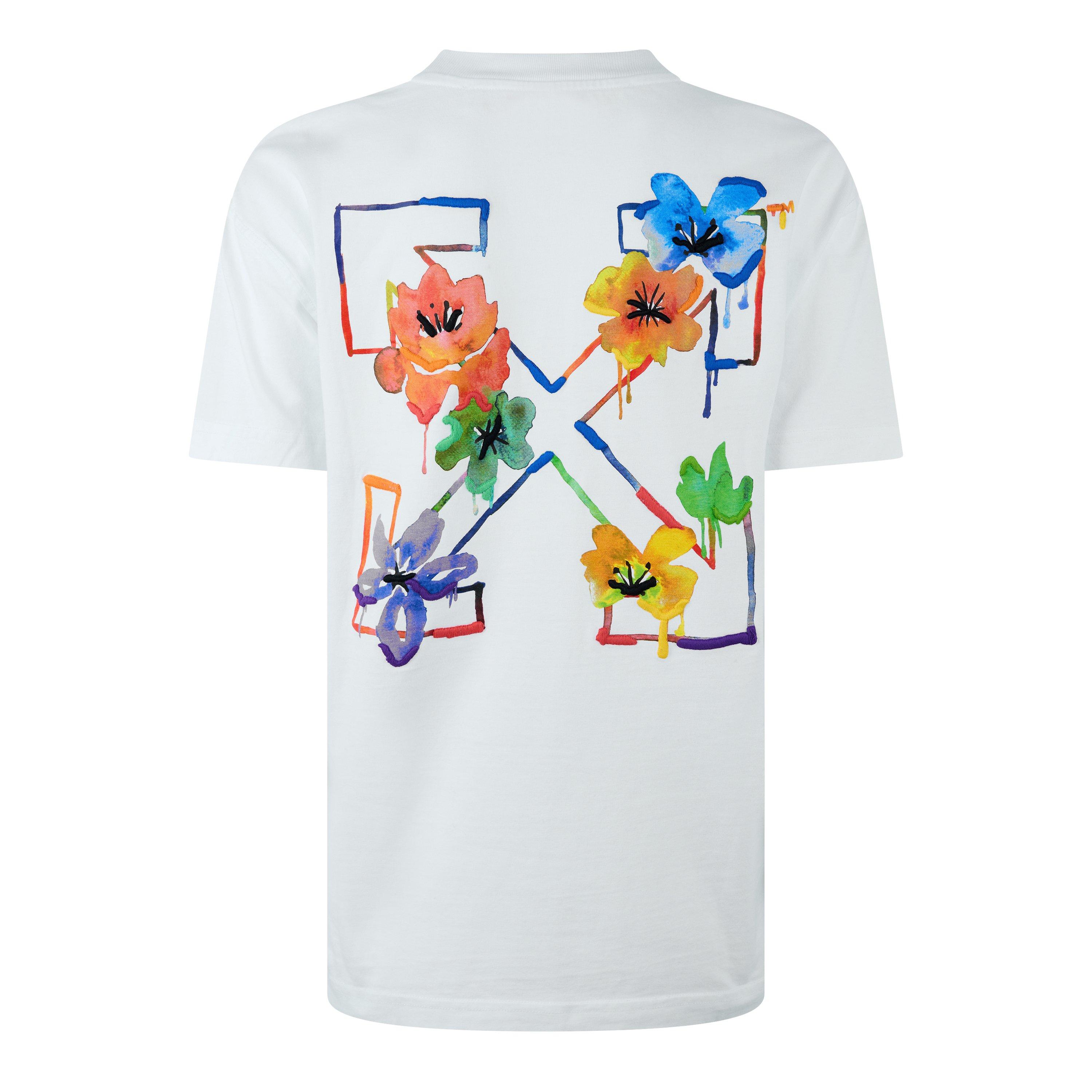 White Mult - Off White - Women's Floral Embr Arrow Casual Tee, Floral Arrows T-Shirt - 2
