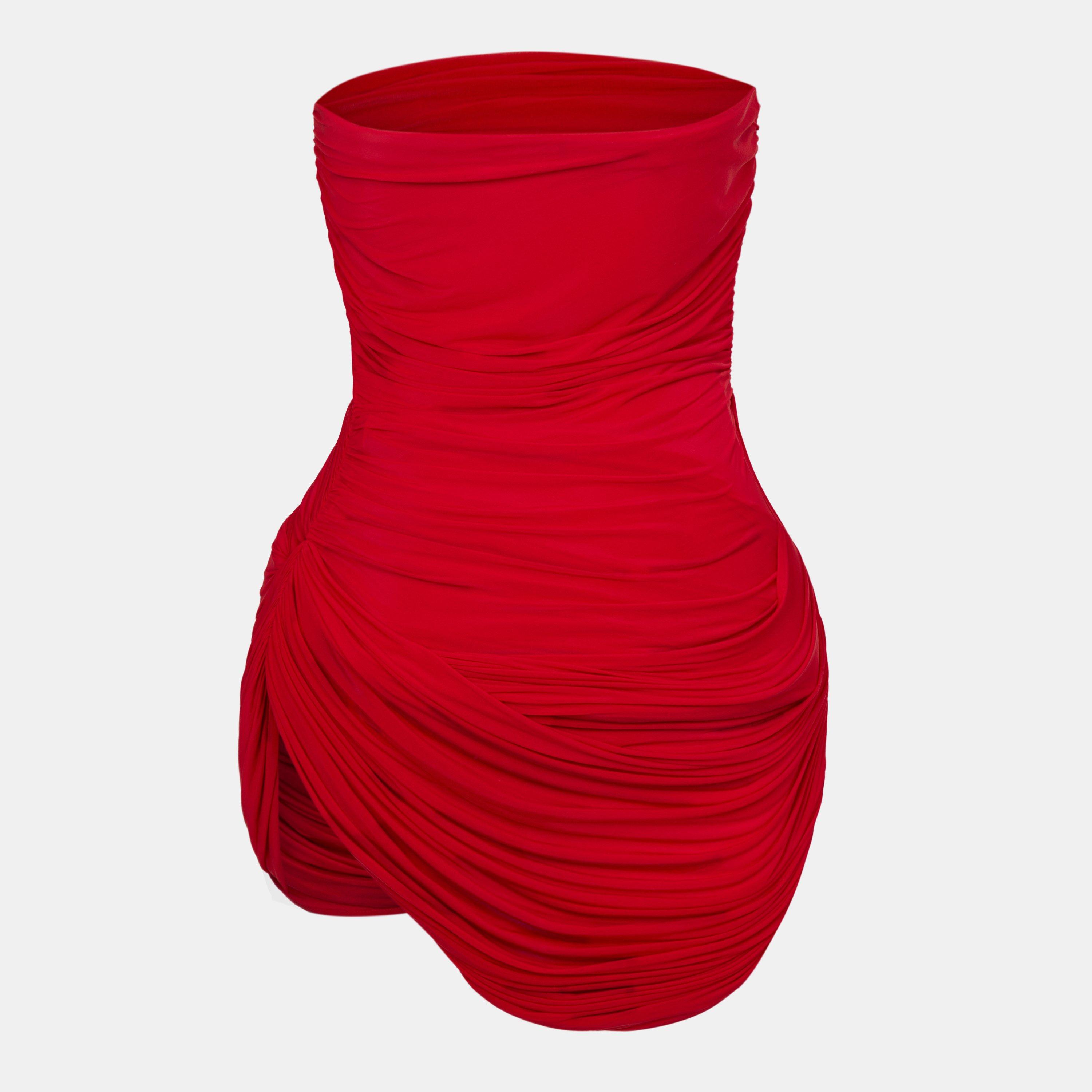 Red - Magda Butrym - Womens Ruched Floral Mini Dress - 2