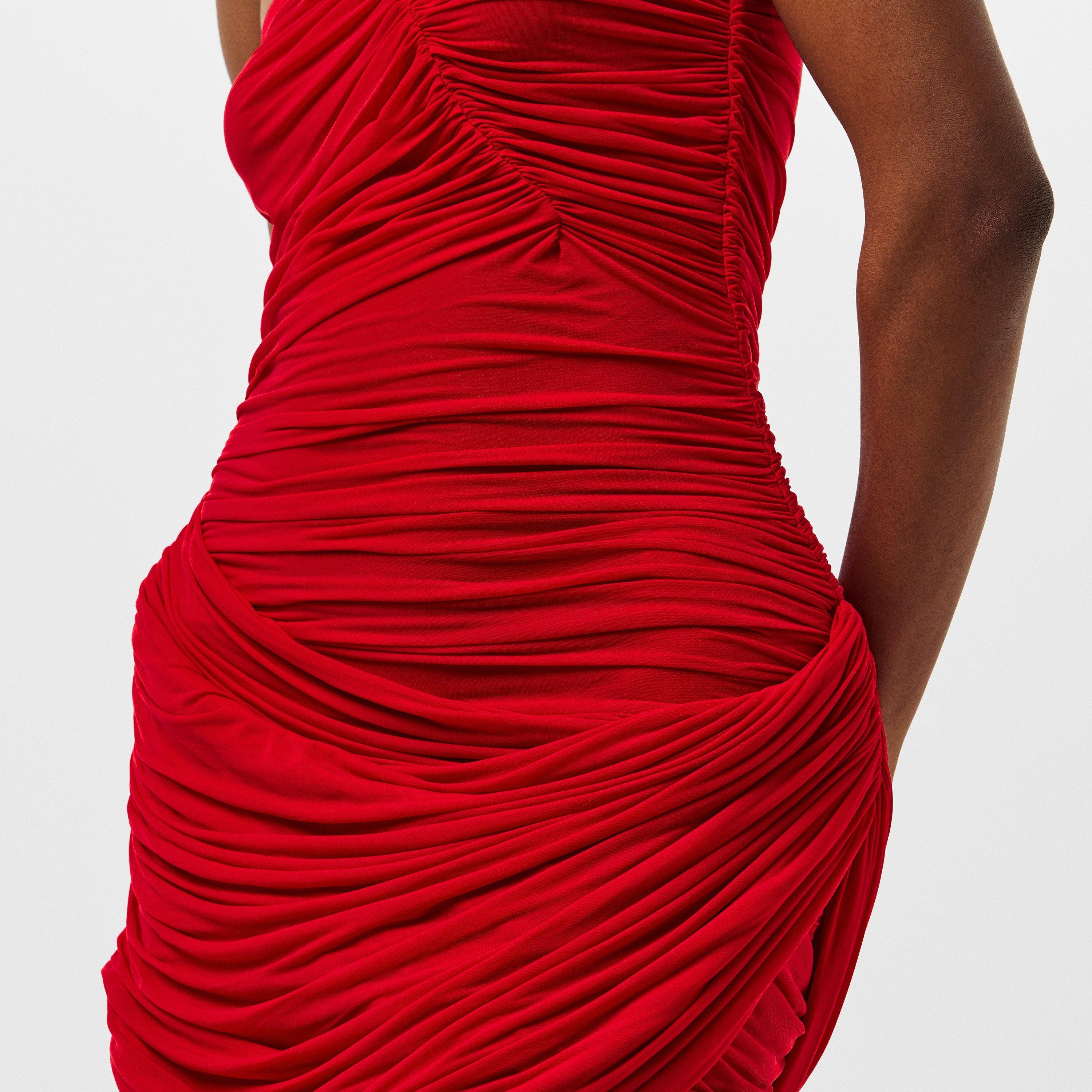 Red - Magda Butrym - Womens Ruched Floral Mini Dress - 5