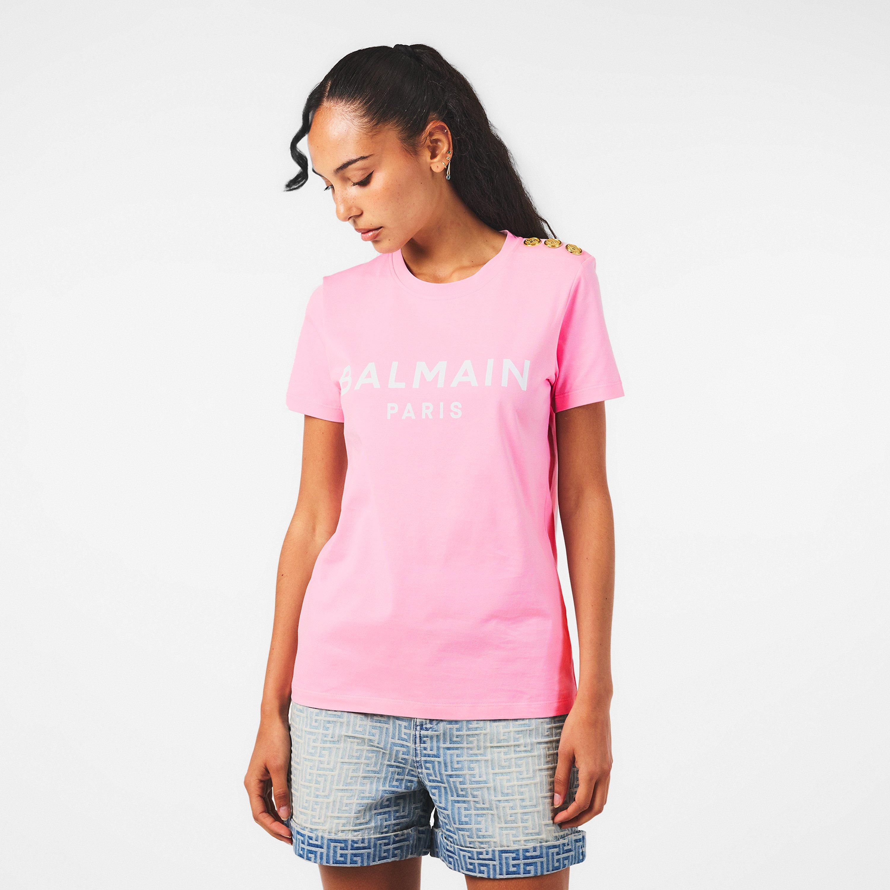 Rose/Blanc - Balmain - Women's Slim Fit T-Shirt - 3
