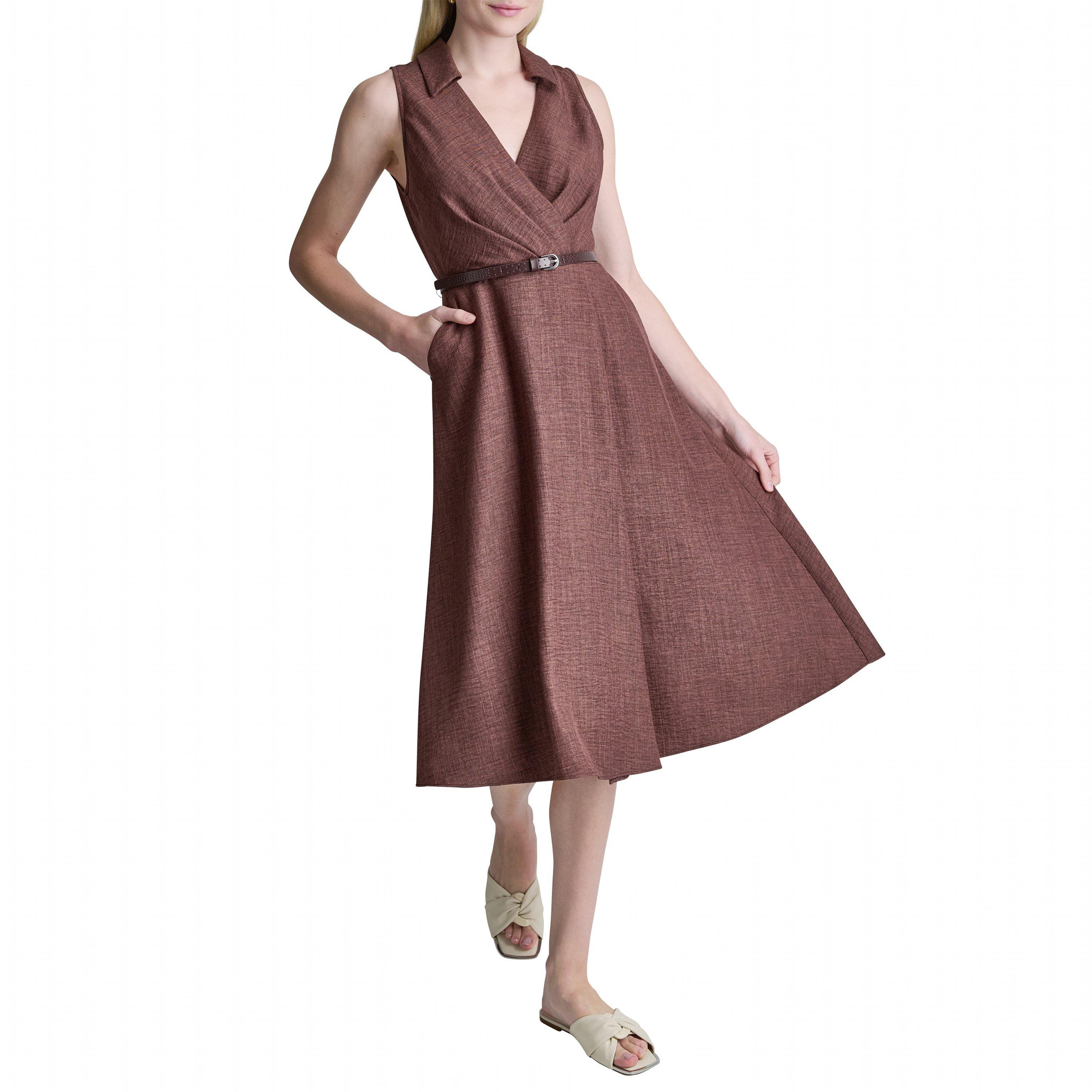 Java - DKNY - Women's SL Belted Midi Shirt Dress - 3