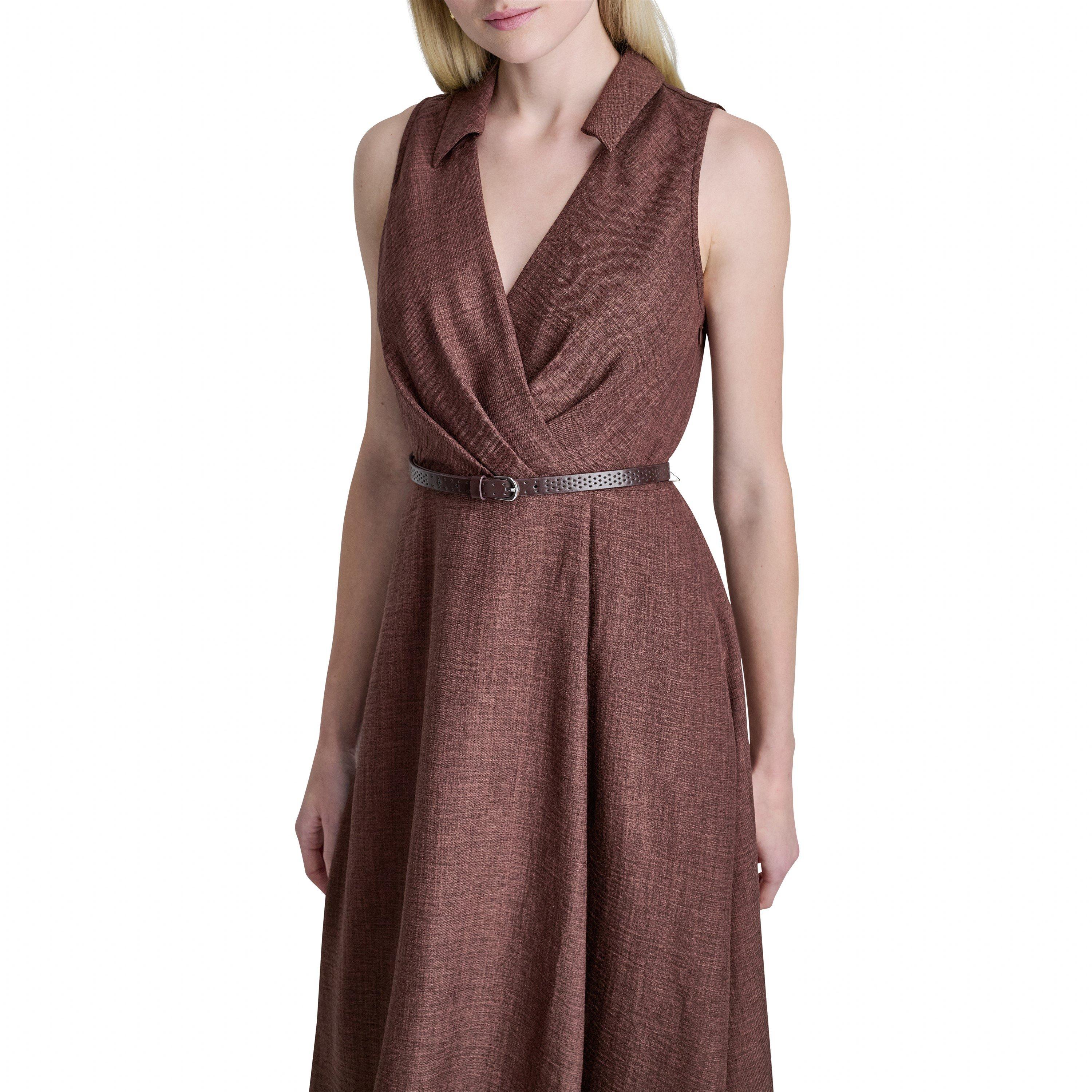 Java - DKNY - Women's SL Belted Midi Shirt Dress - 5