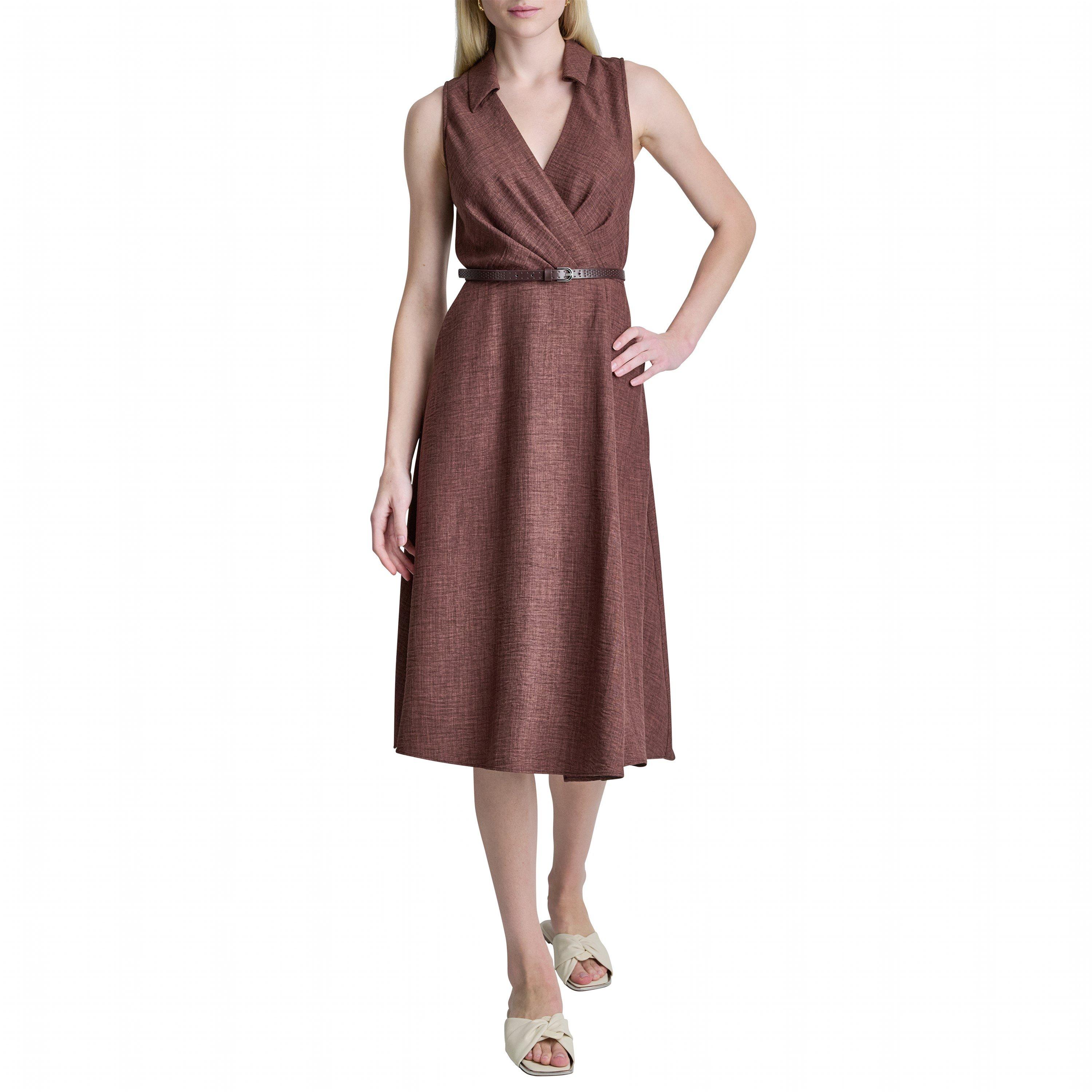 Java - DKNY - Women's SL Belted Midi Shirt Dress - 7