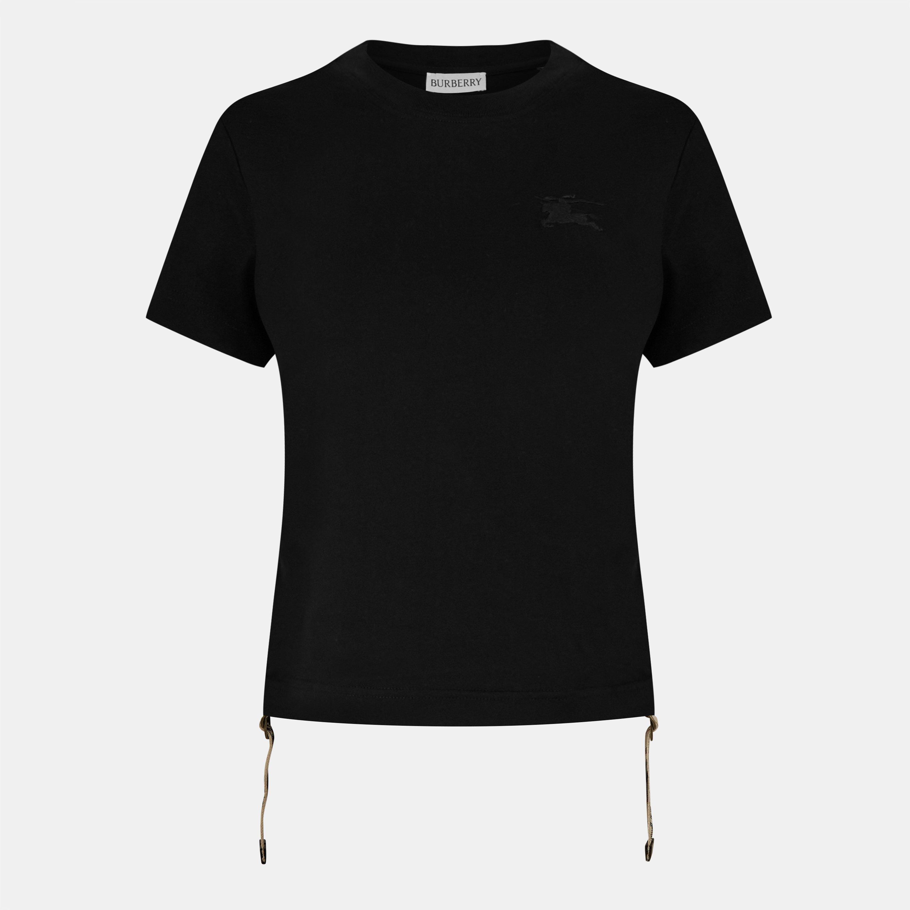 Burberry Women's Ruched T-Shirt - Black - Size 12 (M)