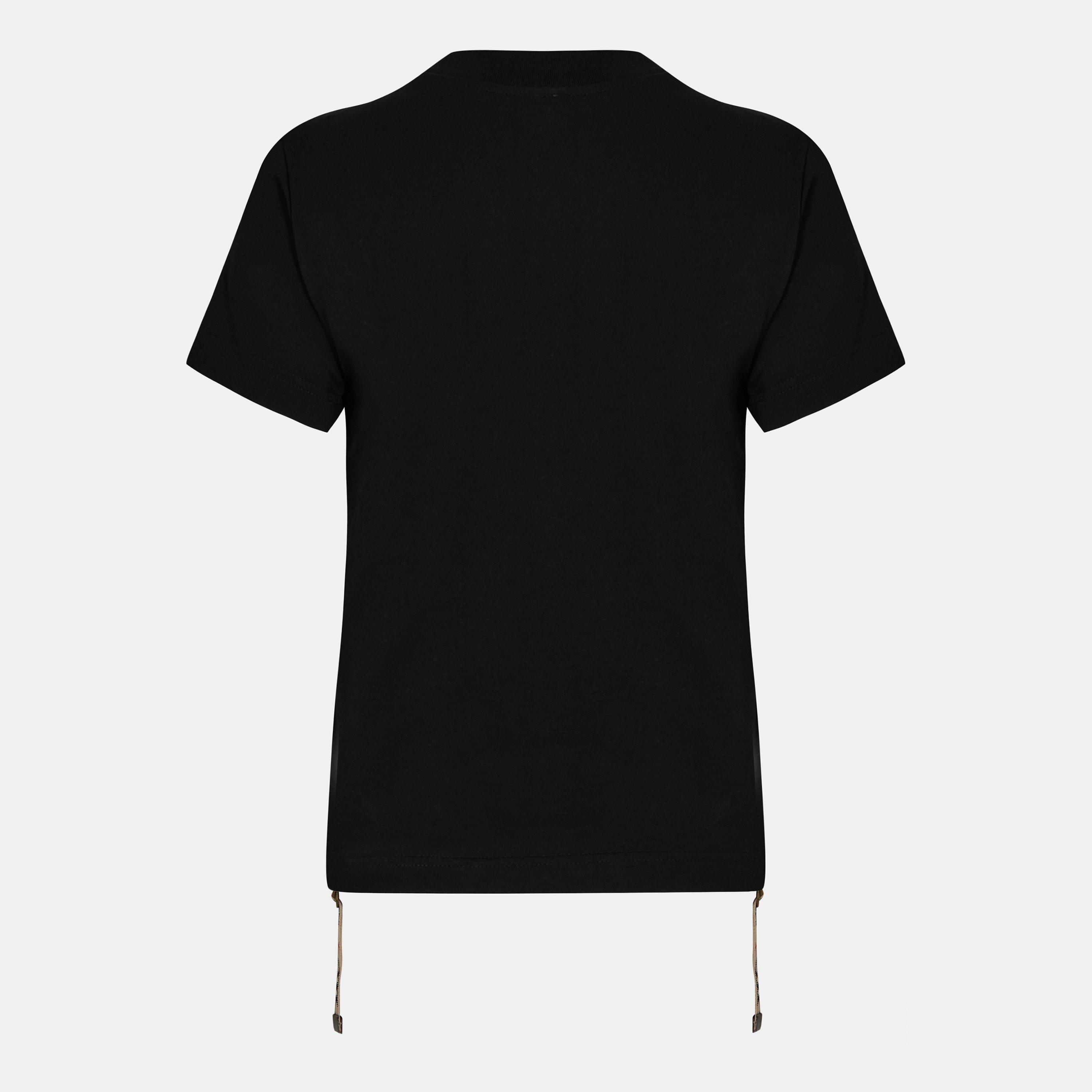 Black - Burberry - Women's Ruched Regular Fit T-Shirt - 2