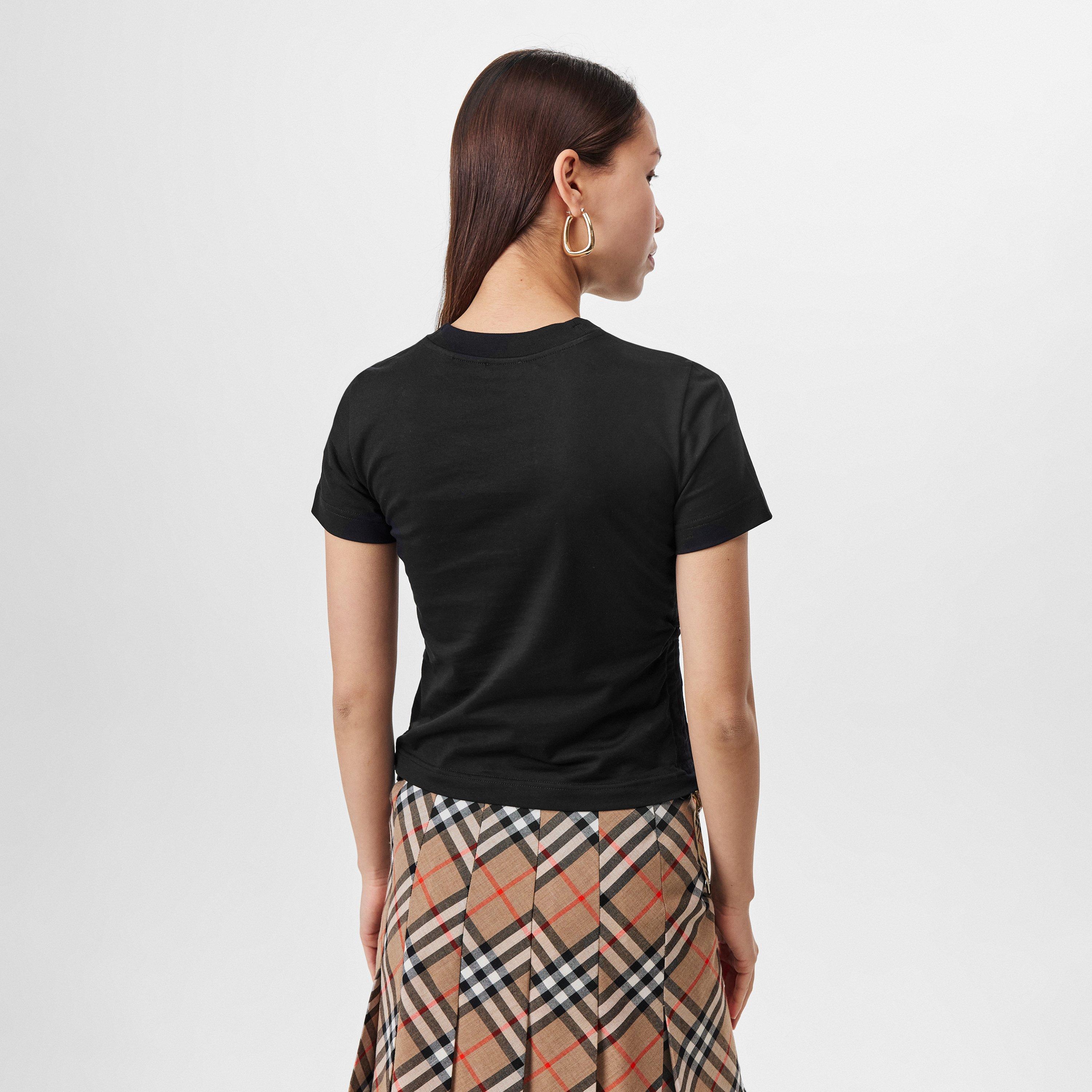 Black - Burberry - Women's Ruched Regular Fit T-Shirt - 4