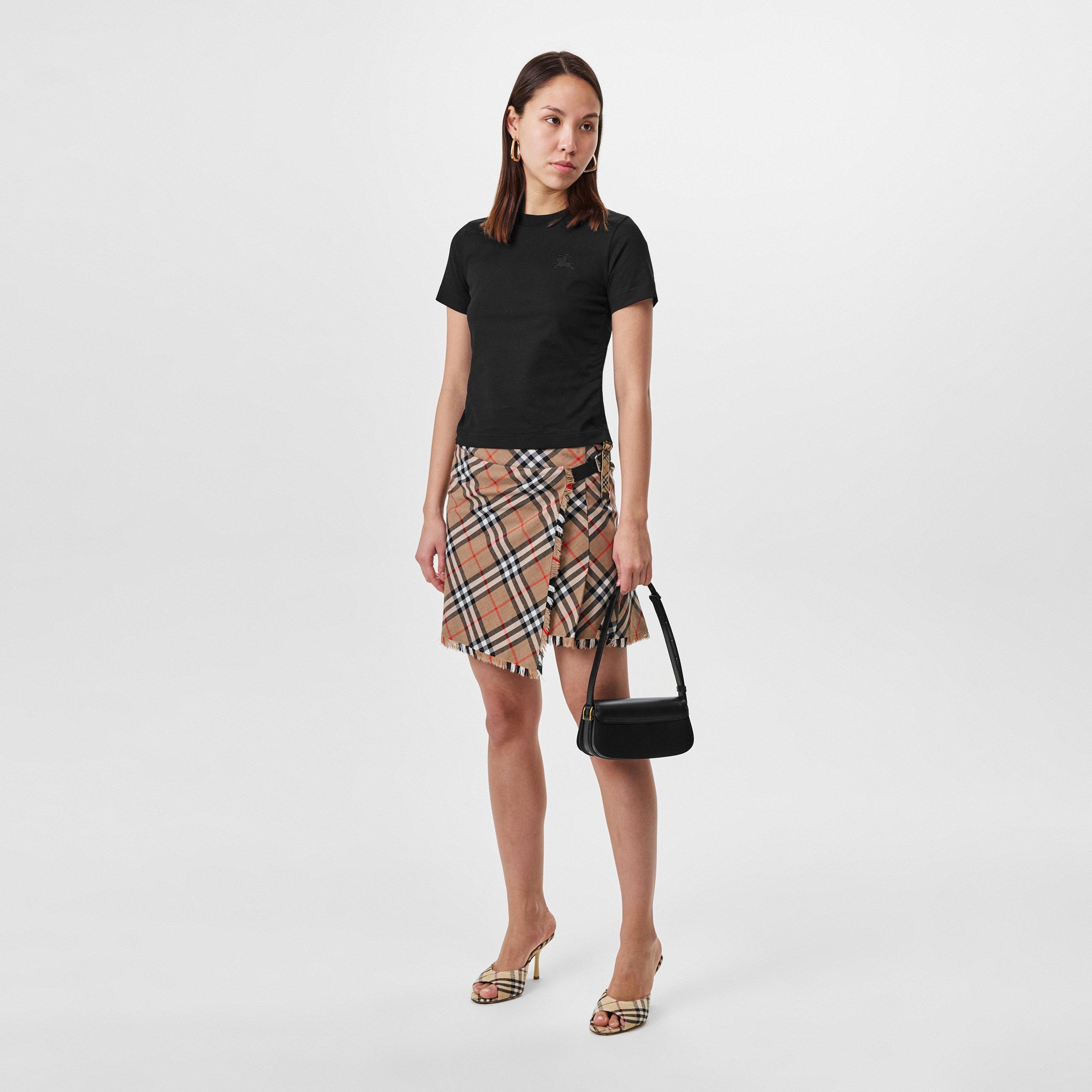 Black - Burberry - Women's Ruched Regular Fit T-Shirt - 6