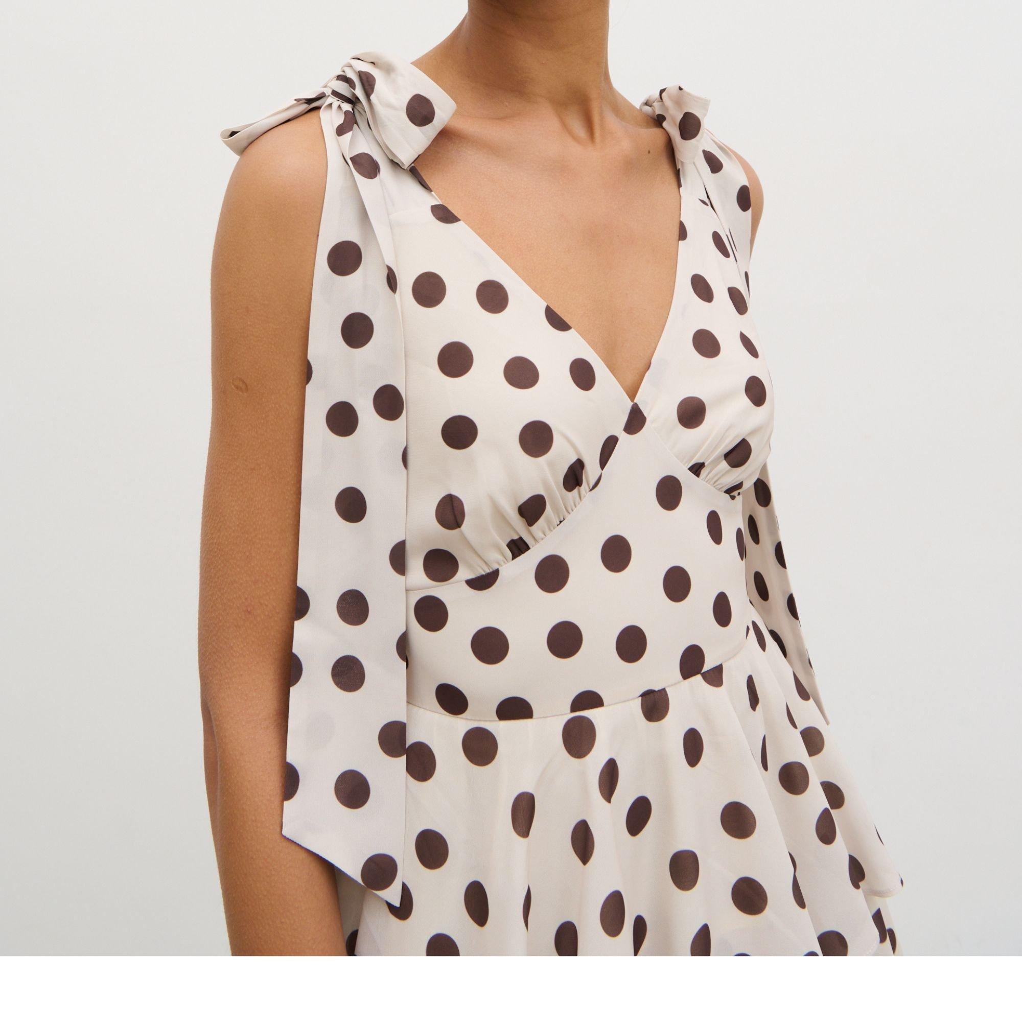 Brown/Cream - Pretty Lavish - Women's Fiore Tie Ruffle Long Maxi Dress - 4