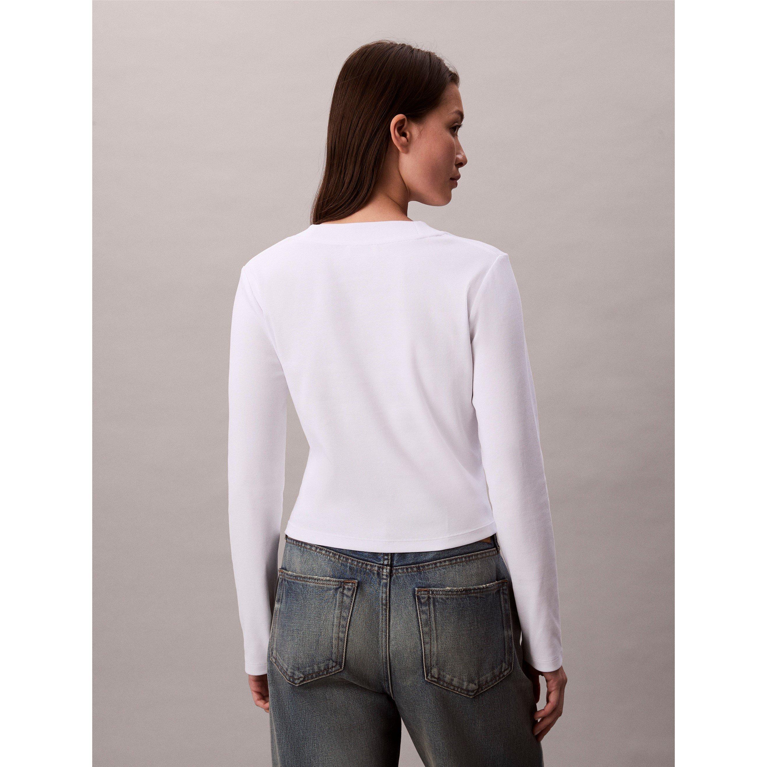 Briljant Wit - Calvin Klein Jeans - Women&#x27;s Long-Sleeve Crop Top - 5
