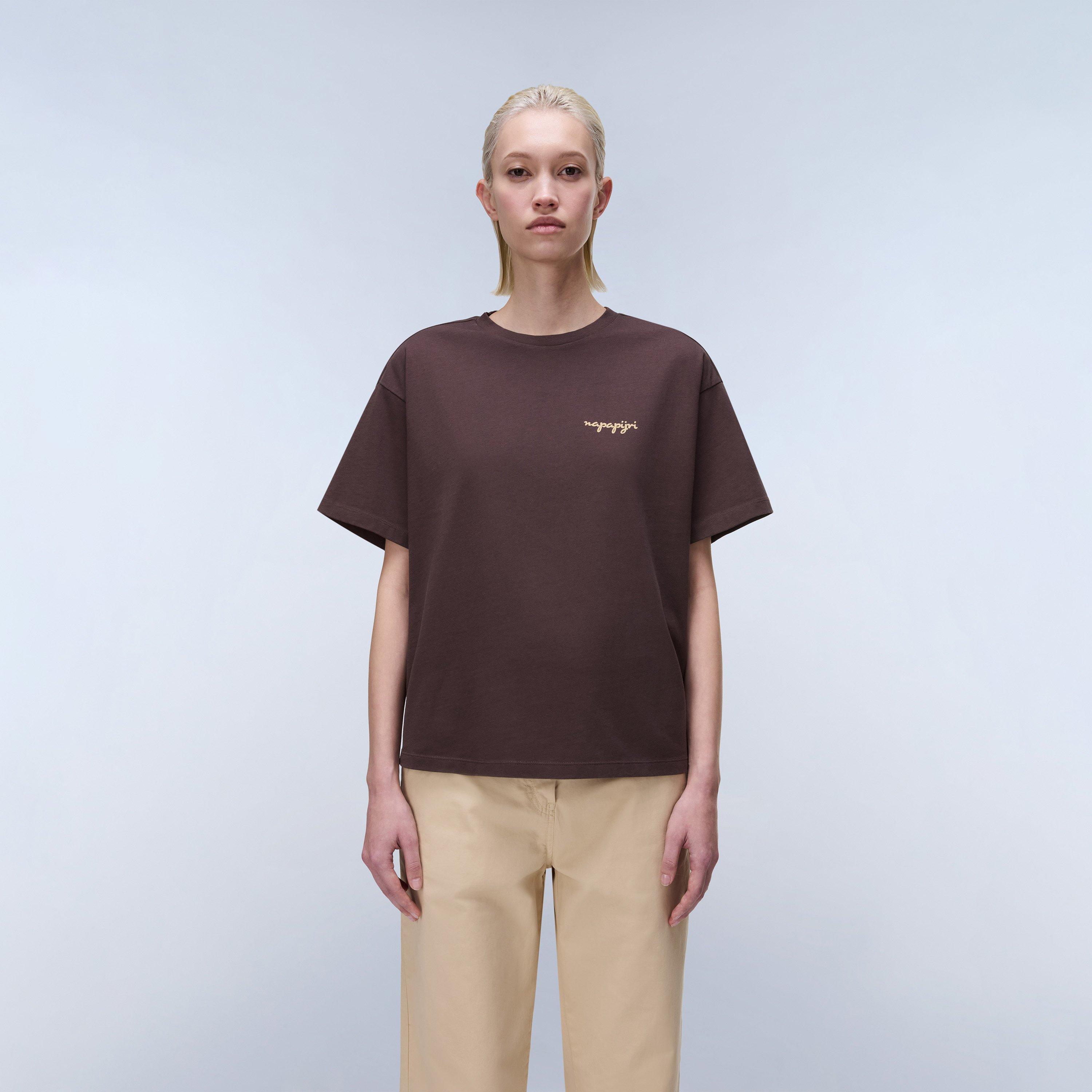 Brown - Napapijri - Napa Eir Graphic Tee Womens - 3