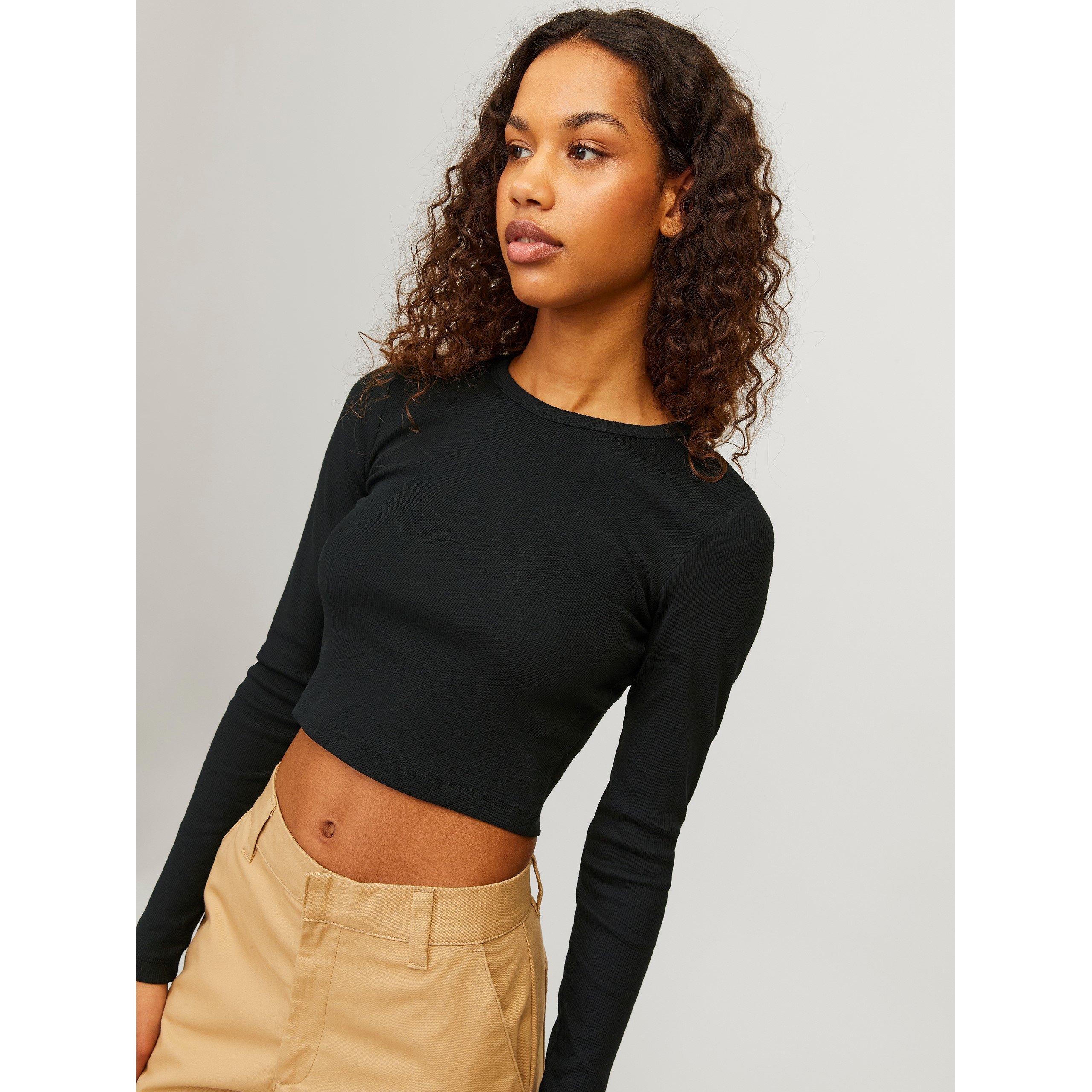 Negro - JJXX - Feline Long-Sleeve Crop Top - 2