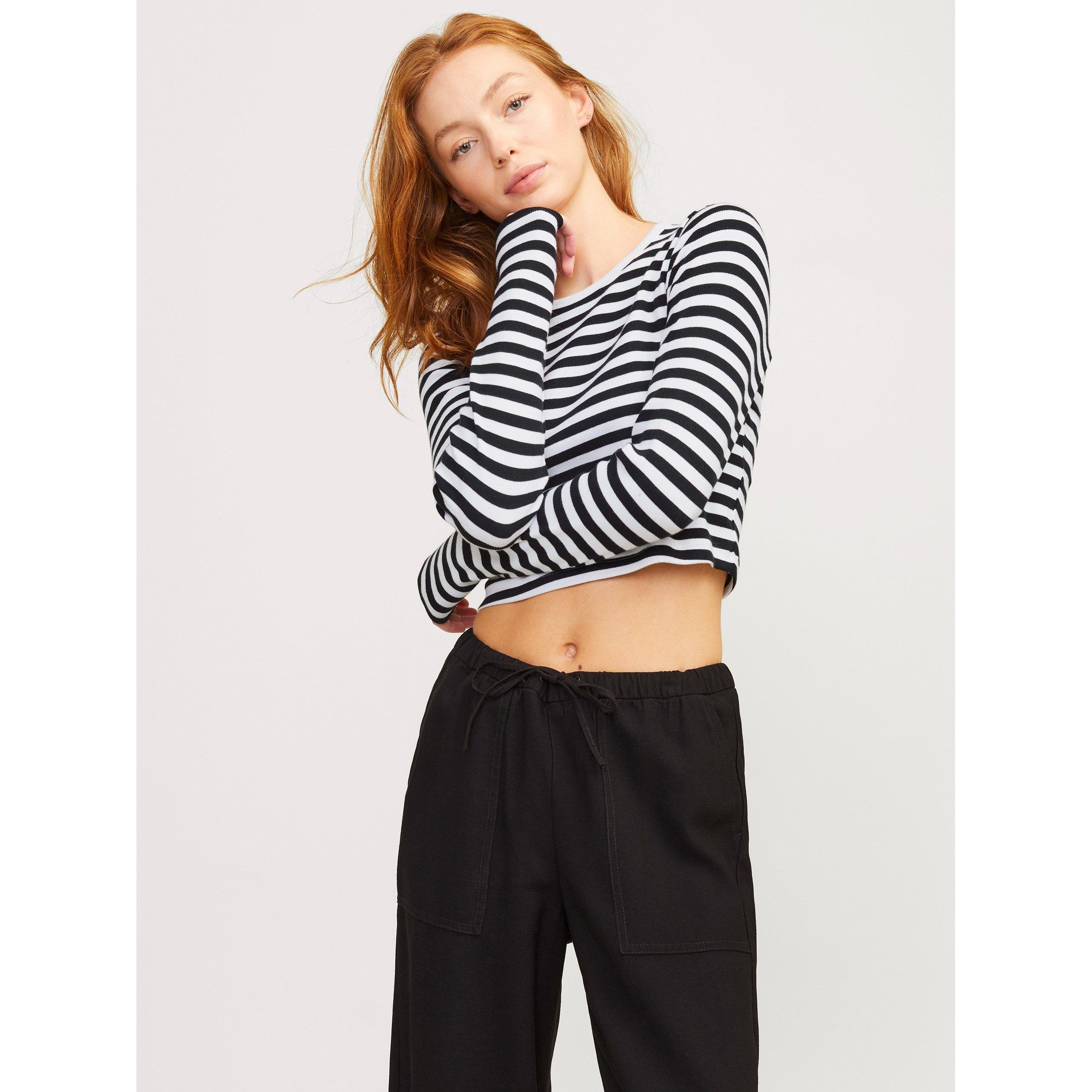 Kridhvid - JJXX - Feline Long-Sleeve Striped Crop Top - 2