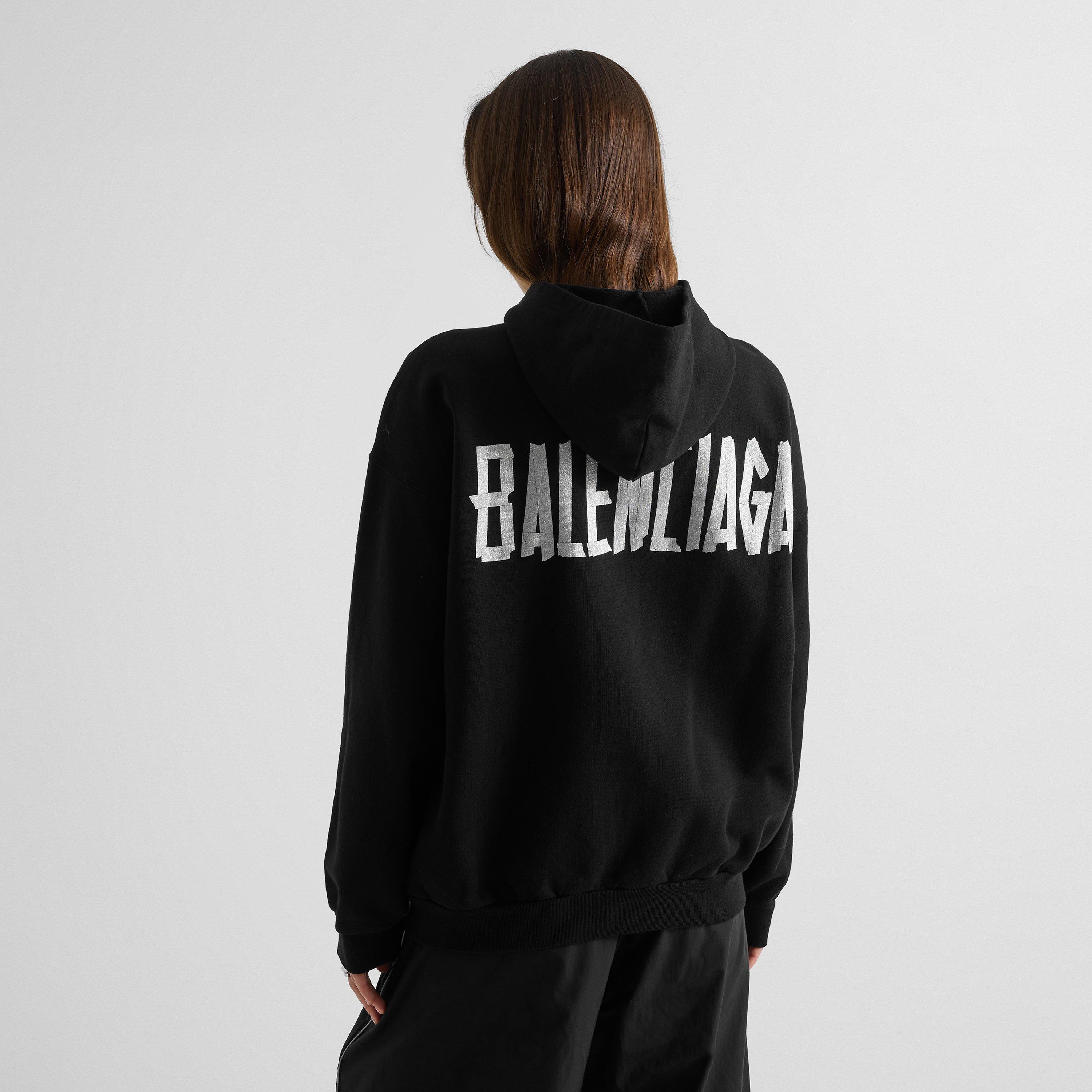 Black - Balenciaga - Women's Glitter Cotton Oversized T-Shirt - 4