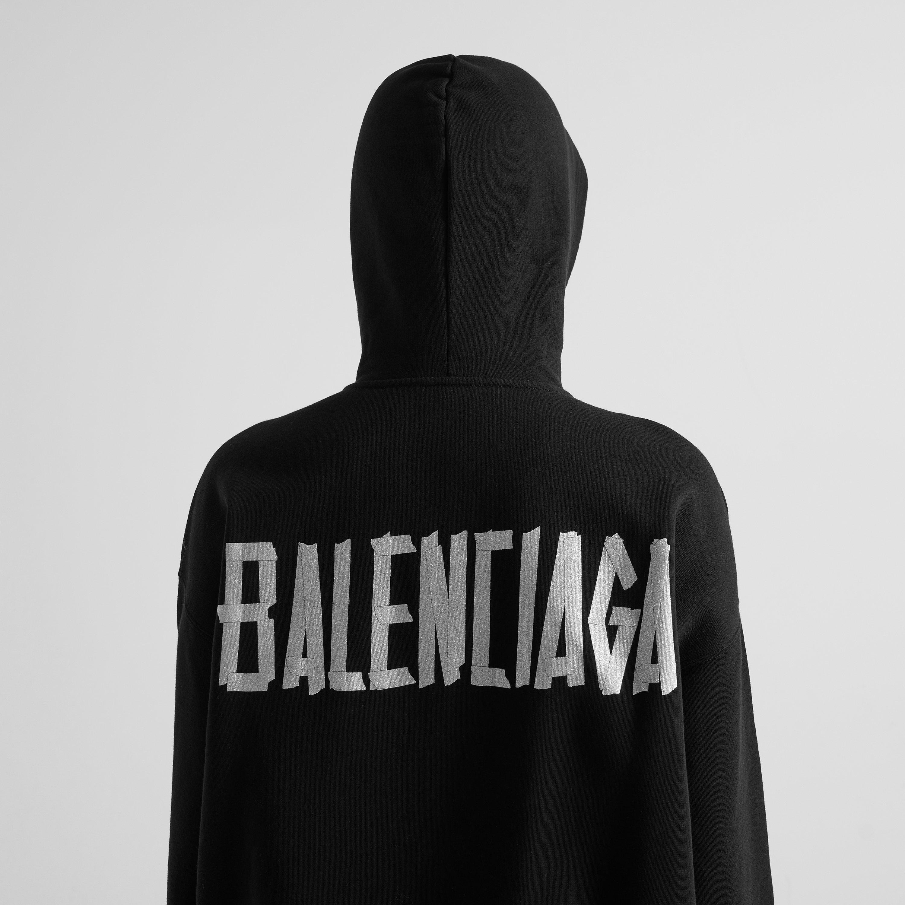 Black - Balenciaga - Women's Glitter Cotton Oversized T-Shirt - 5