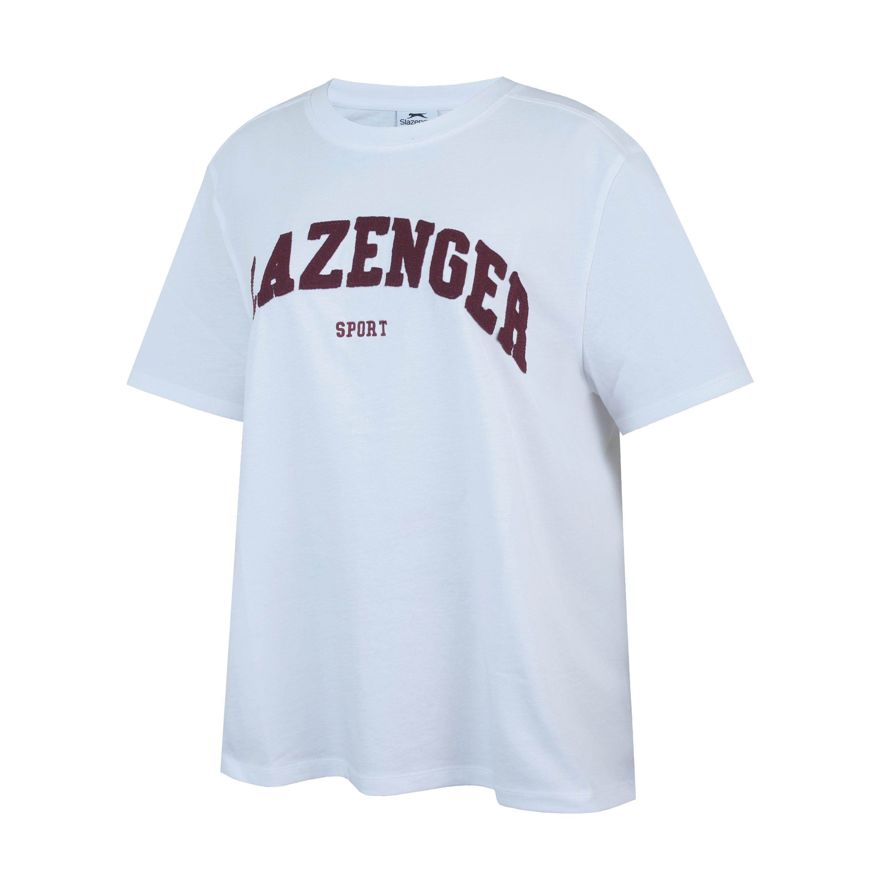 White/Burg - Slazenger - Women's Slaz Logo Oversized T-Shirt - 3