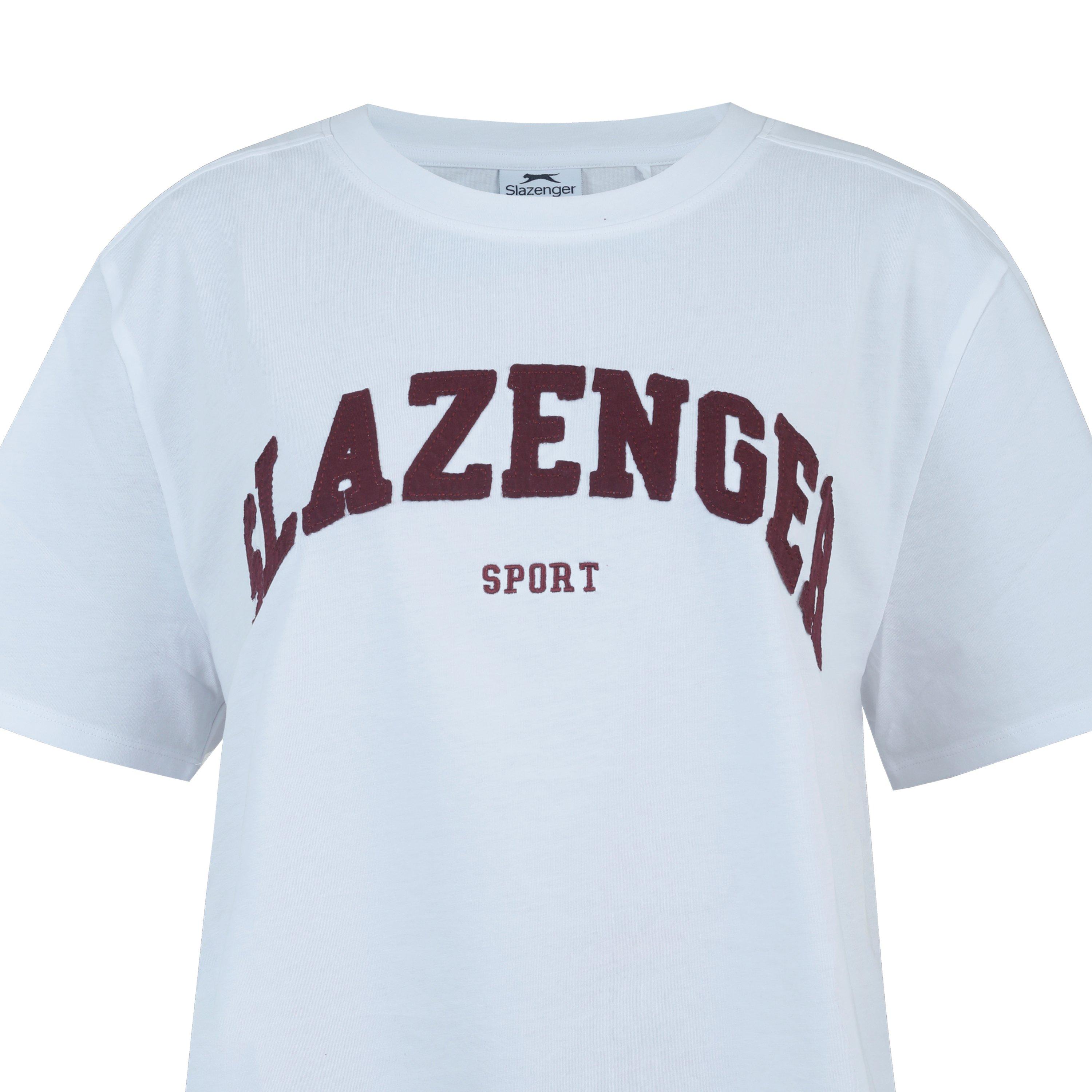 White/Burg - Slazenger - Women's Slaz Logo Oversized T-Shirt - 4