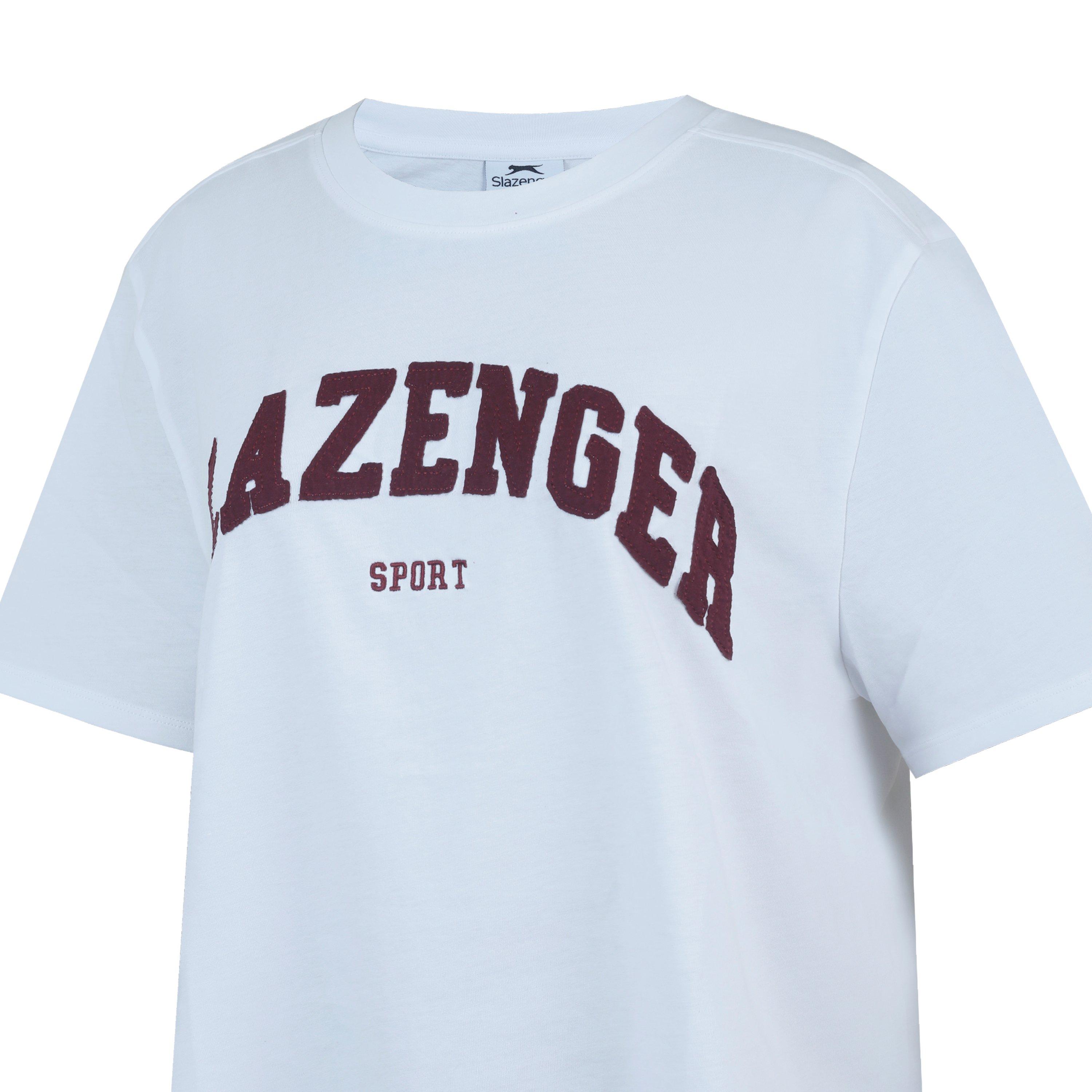 White/Burg - Slazenger - Women's Slaz Logo Oversized T-Shirt - 5