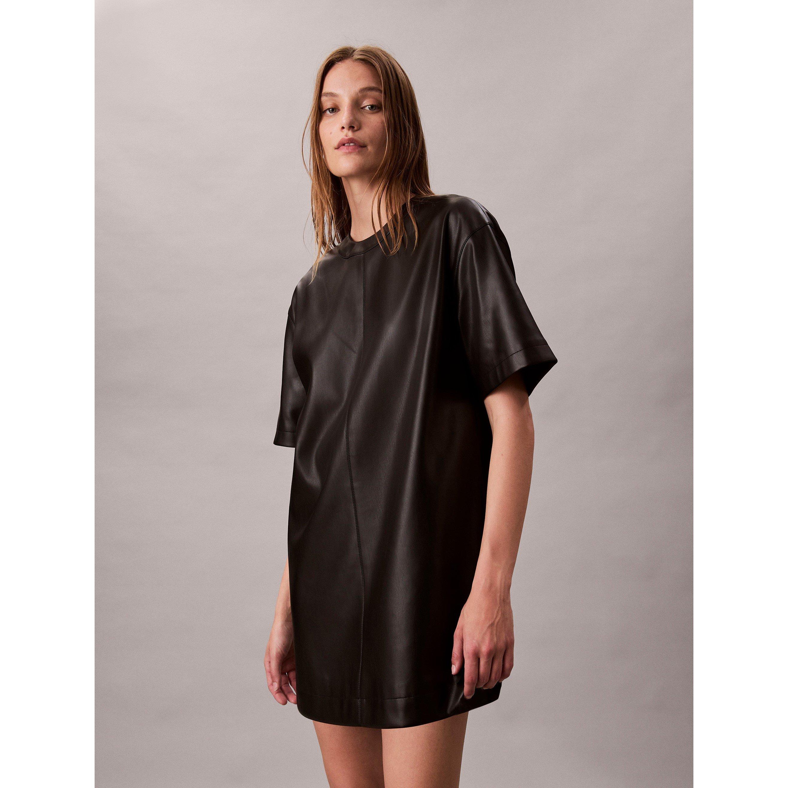Black - Calvin Klein Jeans - Women's CKJ Leather T-Shirt Dress - 2