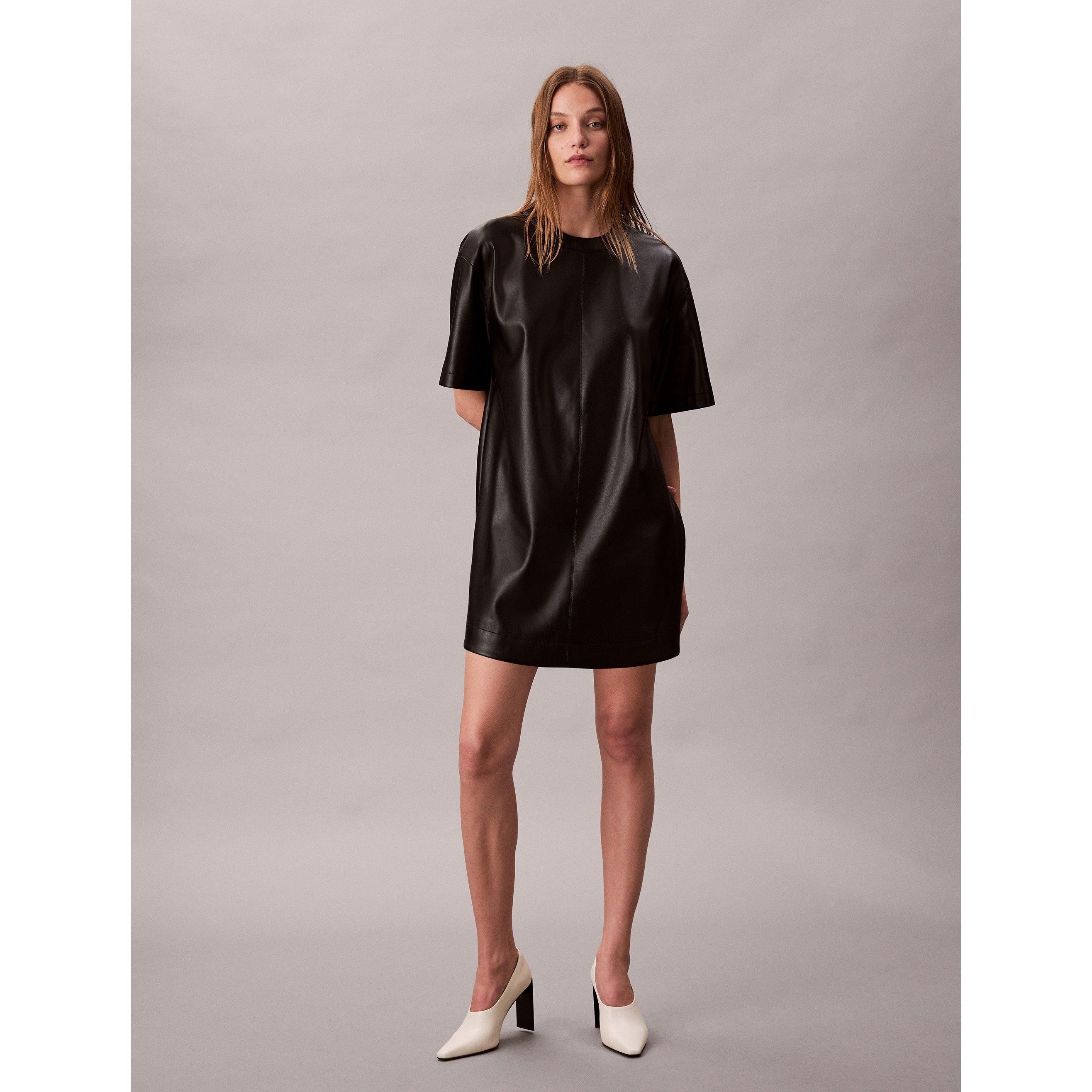 Black - Calvin Klein Jeans - Women's CKJ Leather T-Shirt Dress - 4