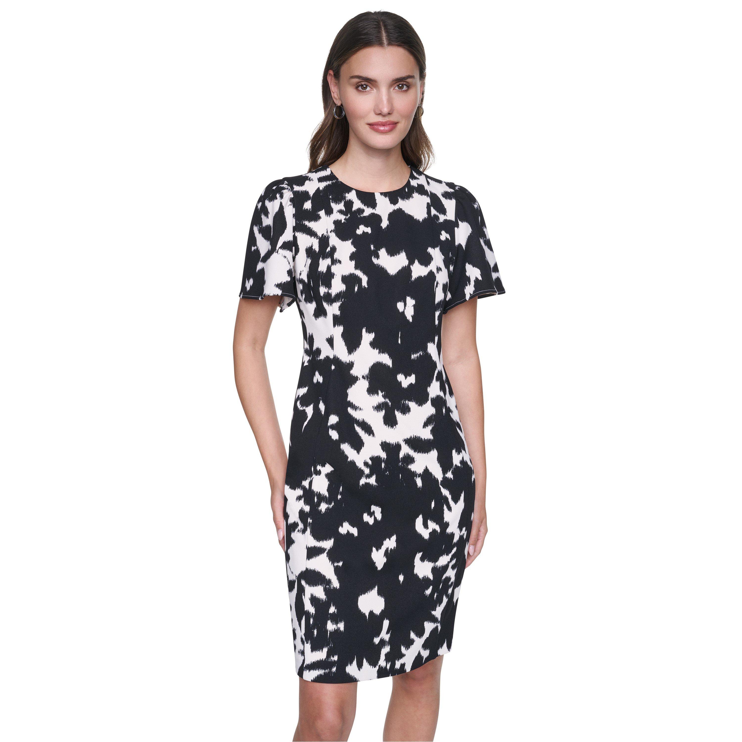 Coconut/Black - DKNY - Women's Scuba Crepe Bodycon Dress - 4