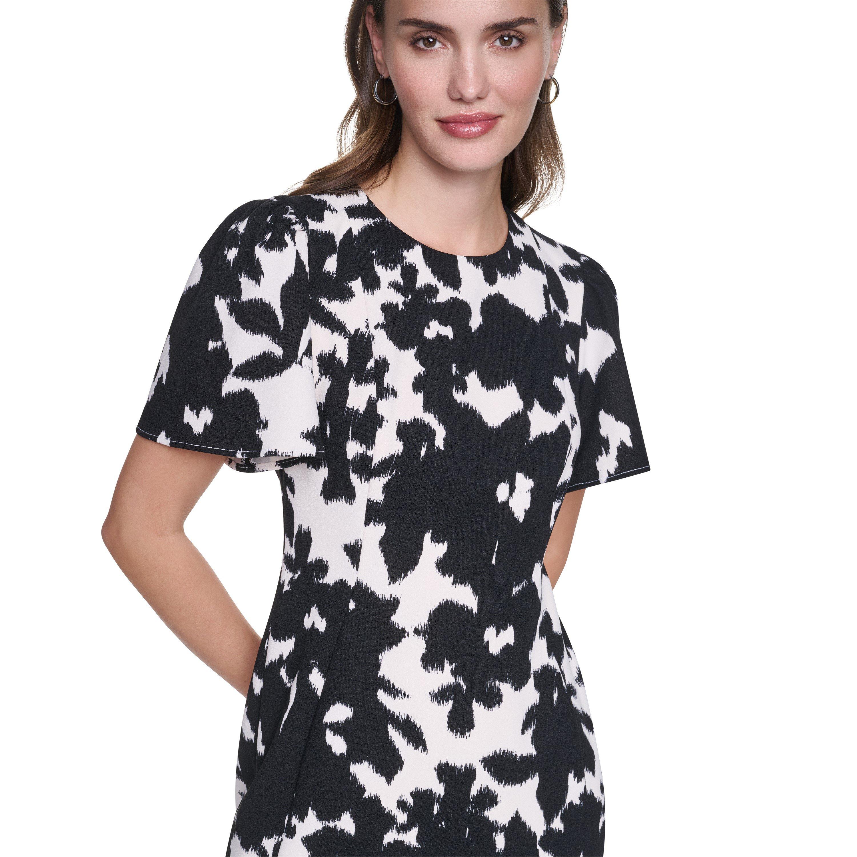 Coconut/Black - DKNY - Women's Scuba Crepe Bodycon Dress - 5