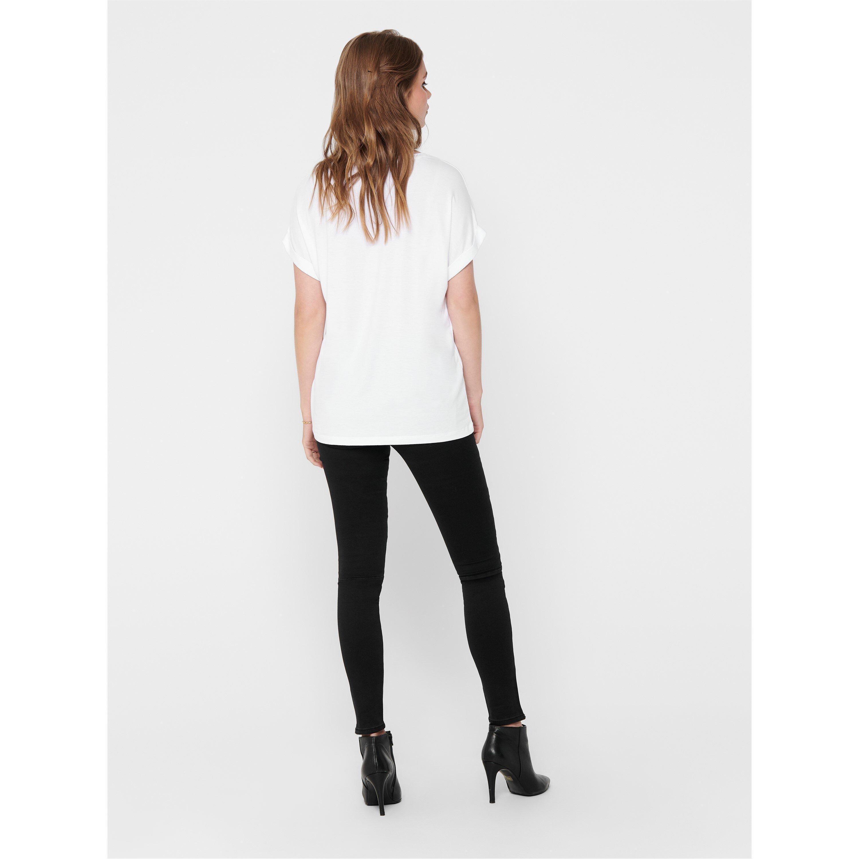 White - Only - Regular Fit O-Neck T-Shirt - 4